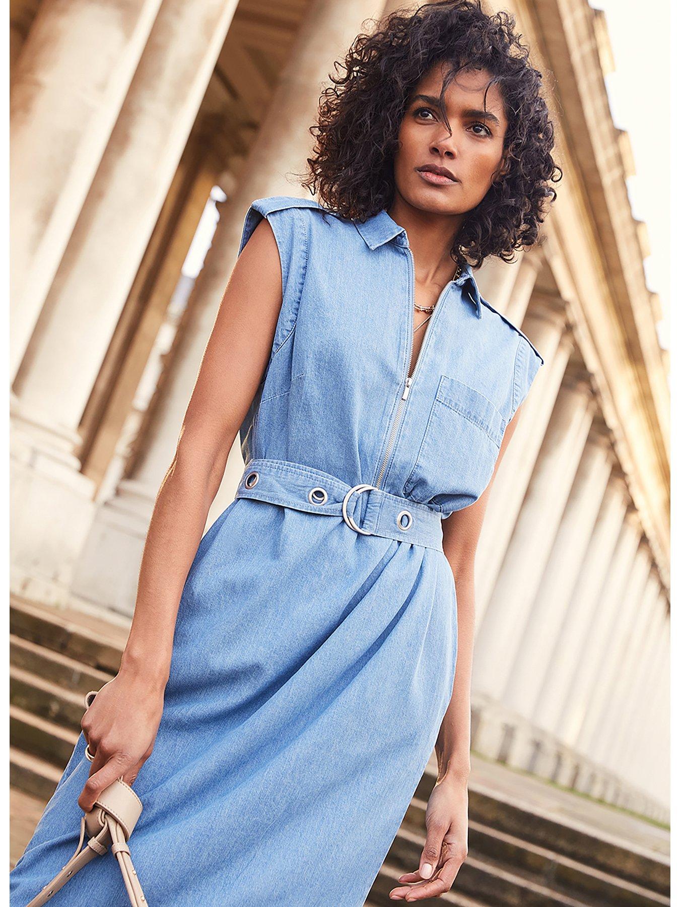 Denim utility hot sale dress