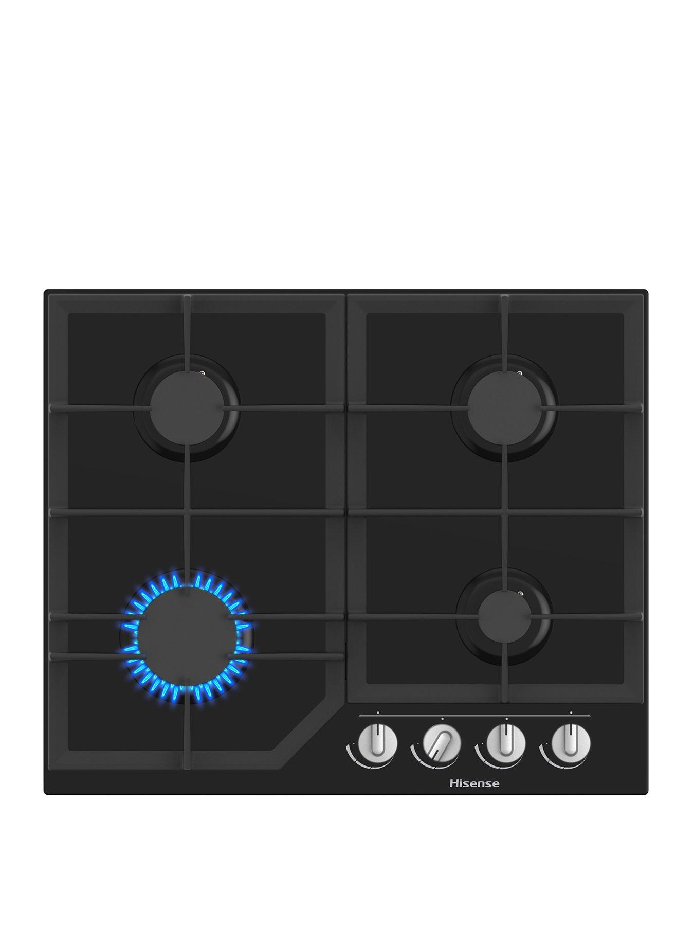 undefined Hisense GG643B 4 Burner Gas Hob In Black, Glass Top
