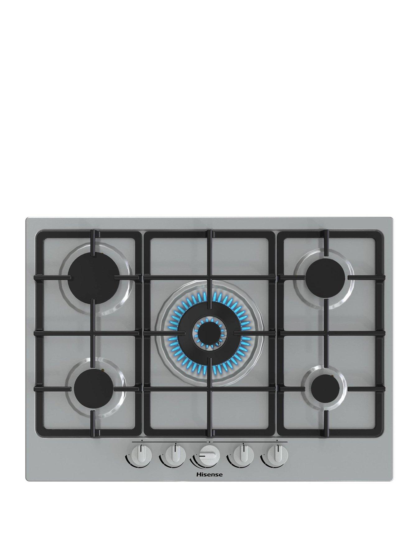 Hisense Hisense GM773XF Gas Hob, 5 Cooking Zones, Wok Burner and Cast Iron Grills