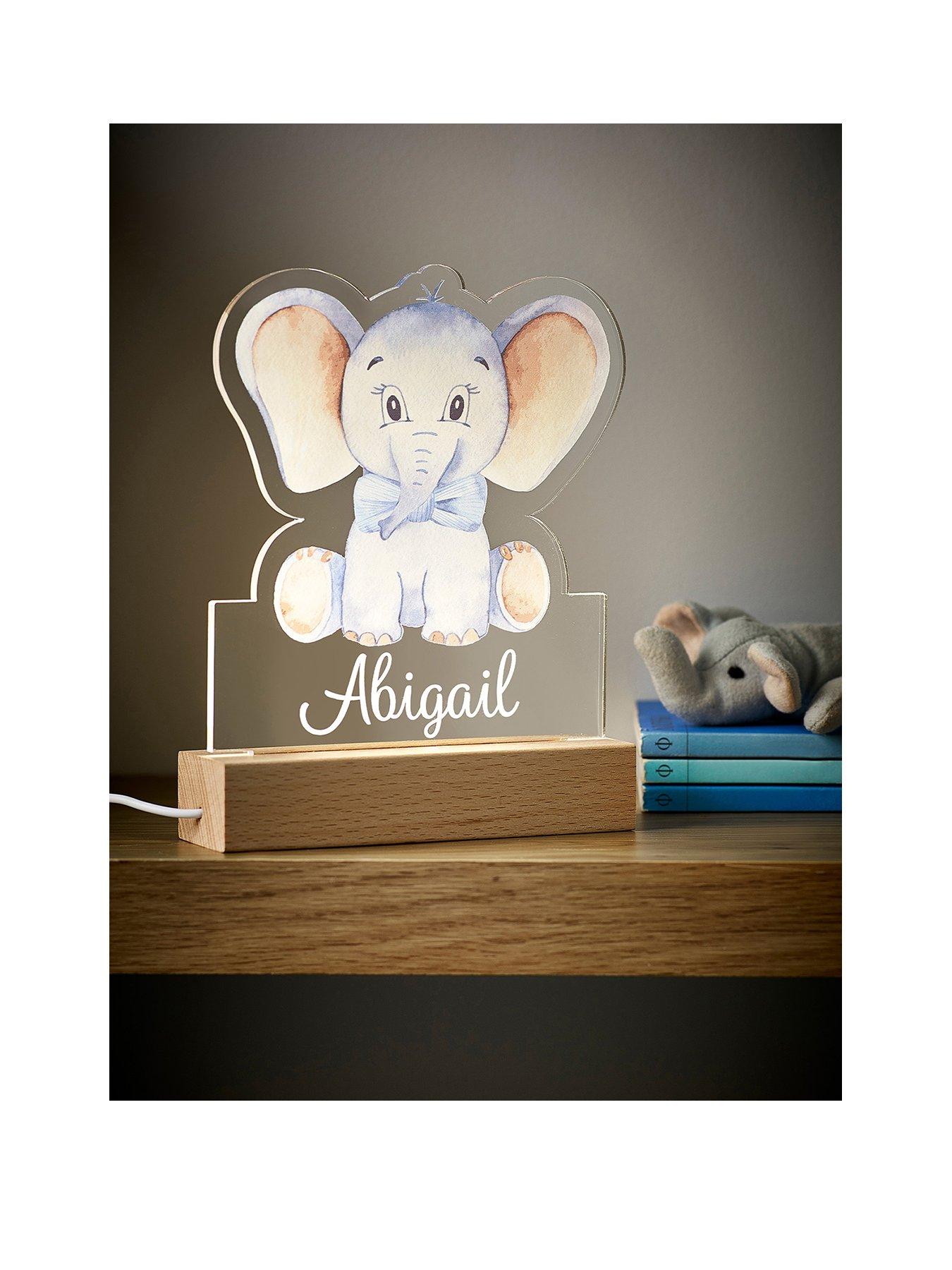 undefined Personalised Baby Elephant LED Night Light