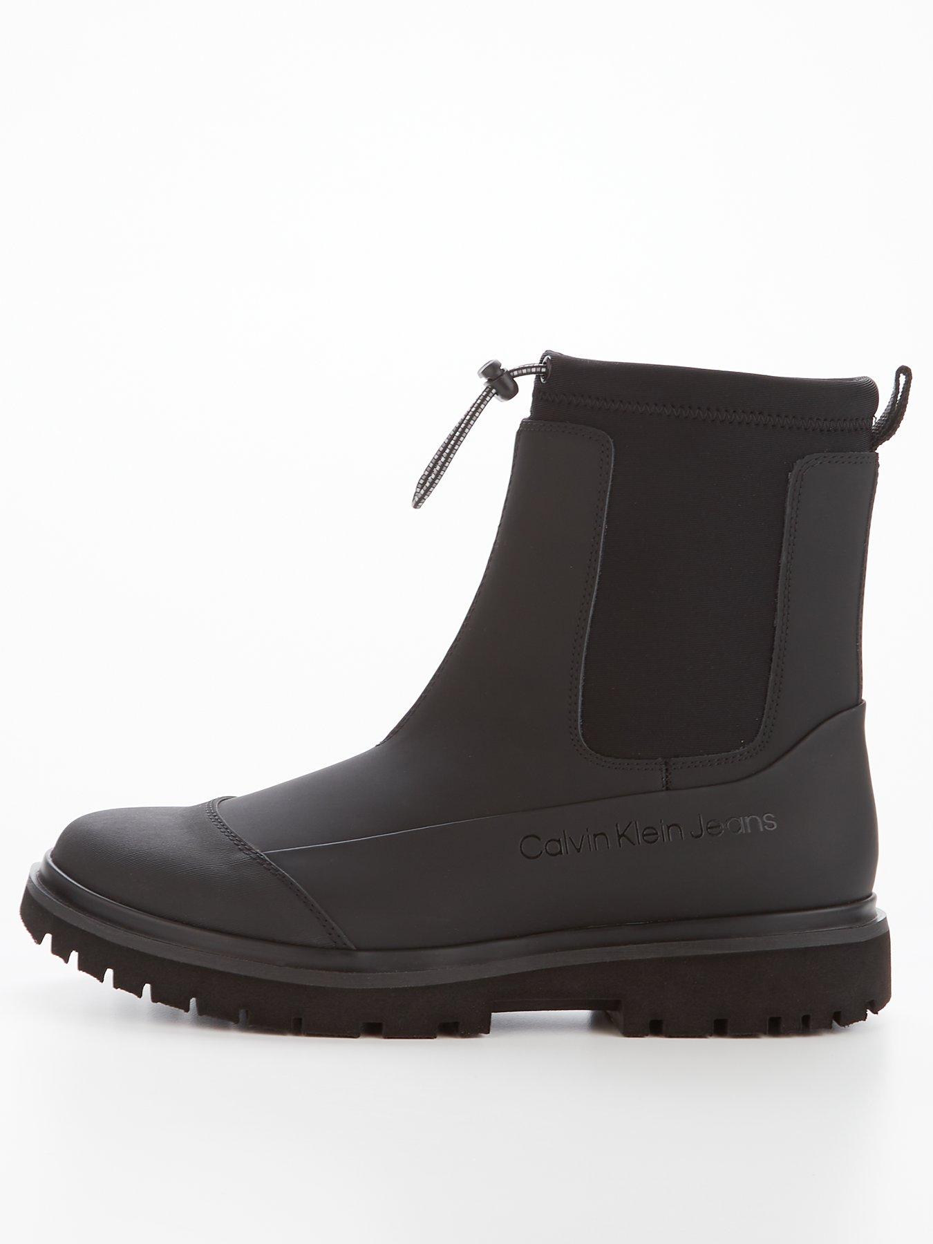 Ck Jeans Chunky Combat Chelsea Leather Boot Black