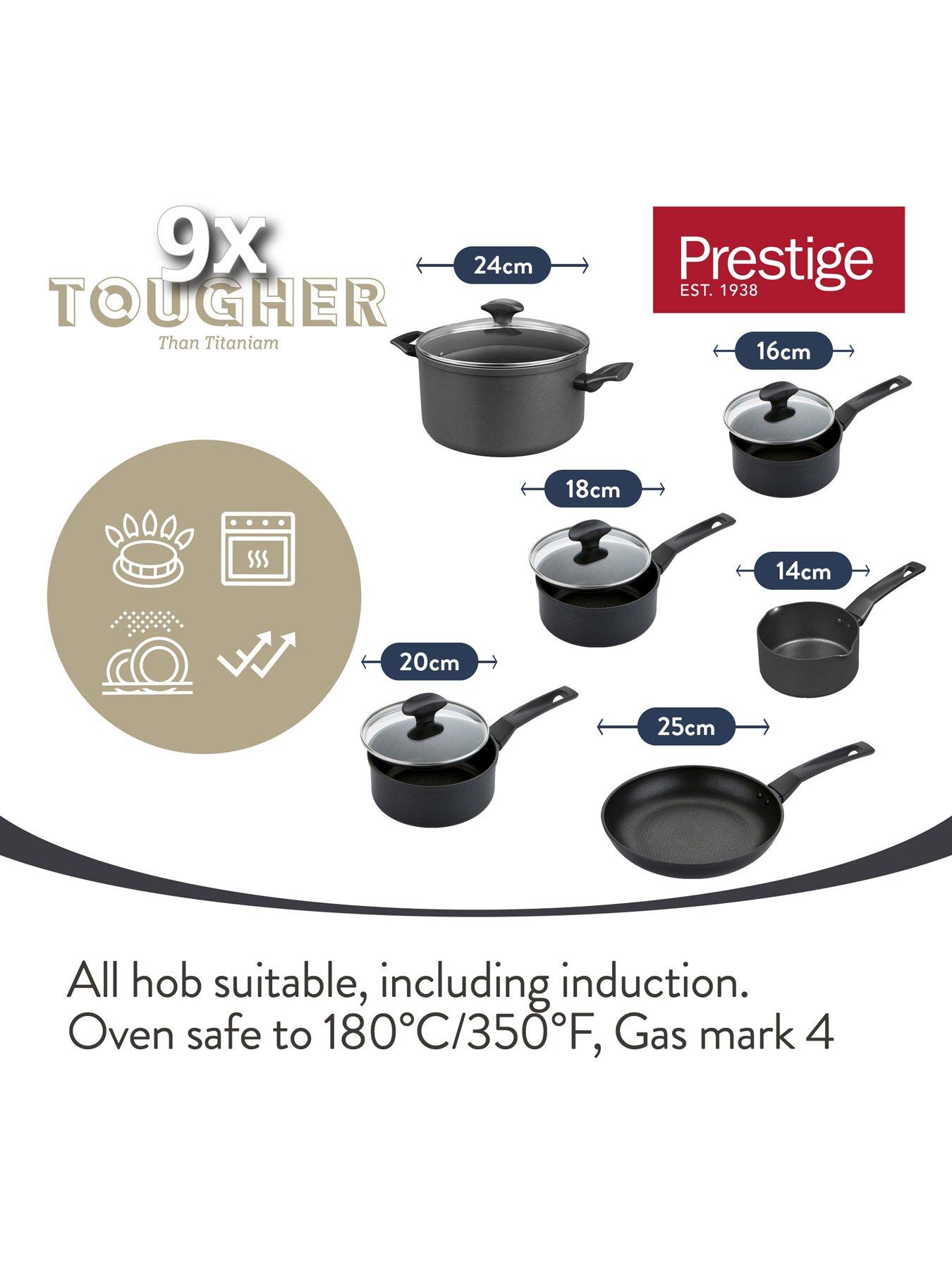 Image 2 of 6 of Prestige 9x tougher Easy Release Non Stick Induction 6 Piece Saucepan, Frying pan and Stock pot 6 piece set