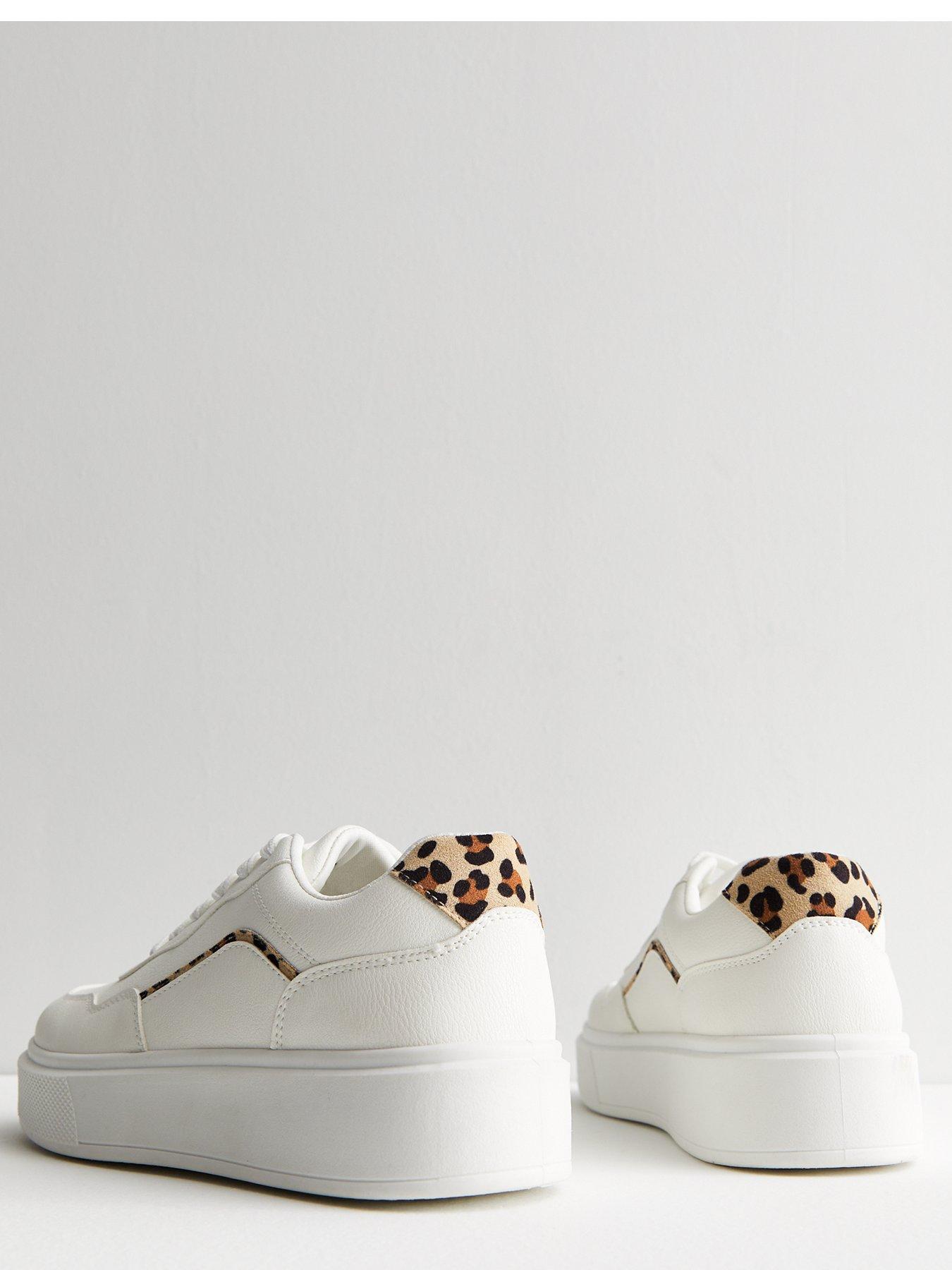 New Look White Leopard Print Trim Chunky Trainers White Very Ireland