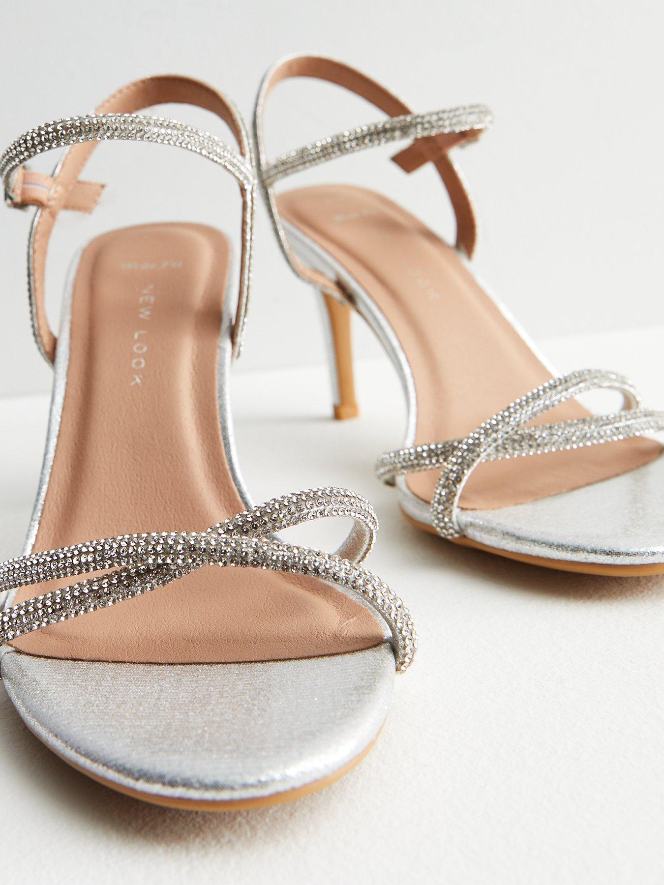 Wide fit silver hot sale strappy heels