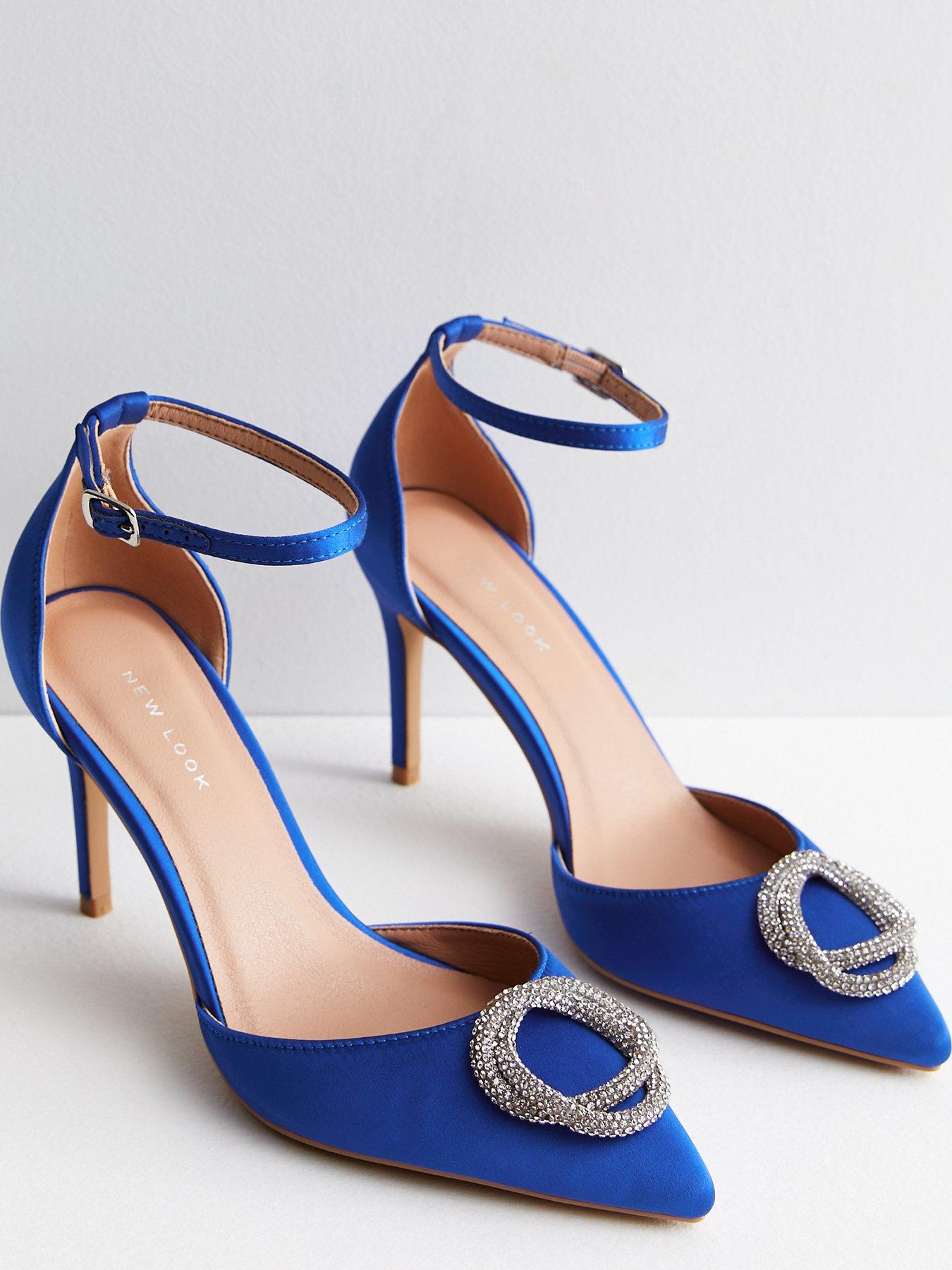 New Look Satin Embellished Stiletto Heel Court Shoes Blue Very