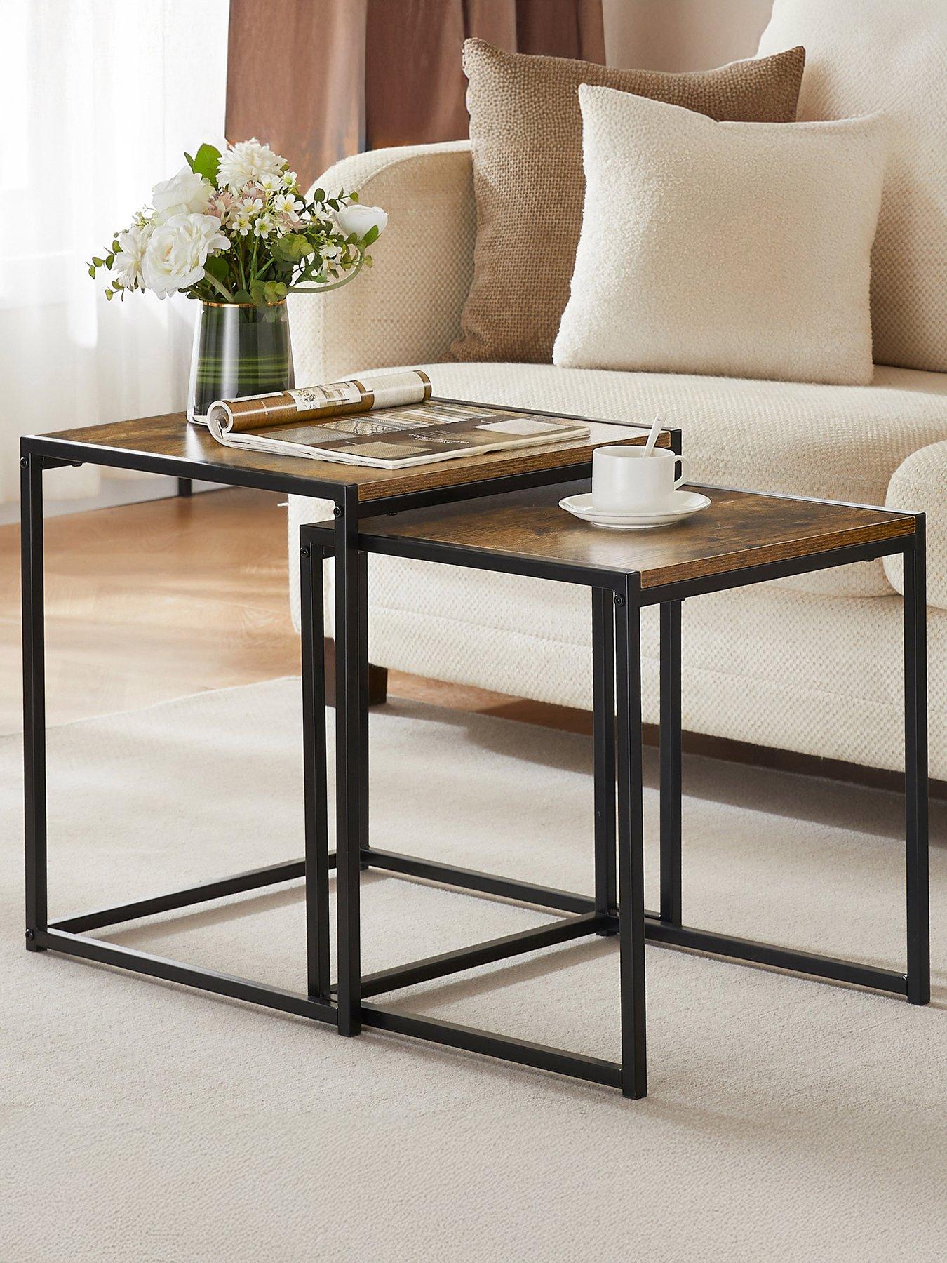 Vida Designs Brooklyn Nest of 2 Tables - Dark Oak