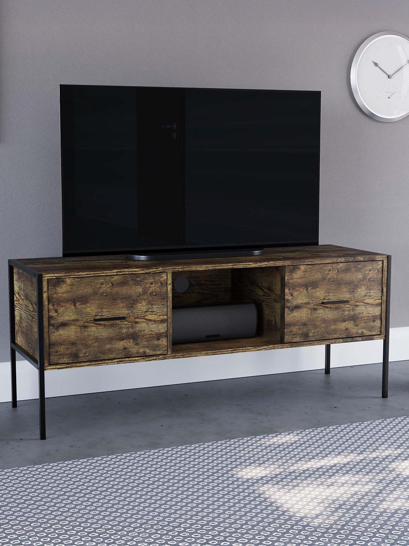 Vida Designs Brooklyn 2 Drawer TV Unit - fits up to 50/60 inch TV - Dark Oak