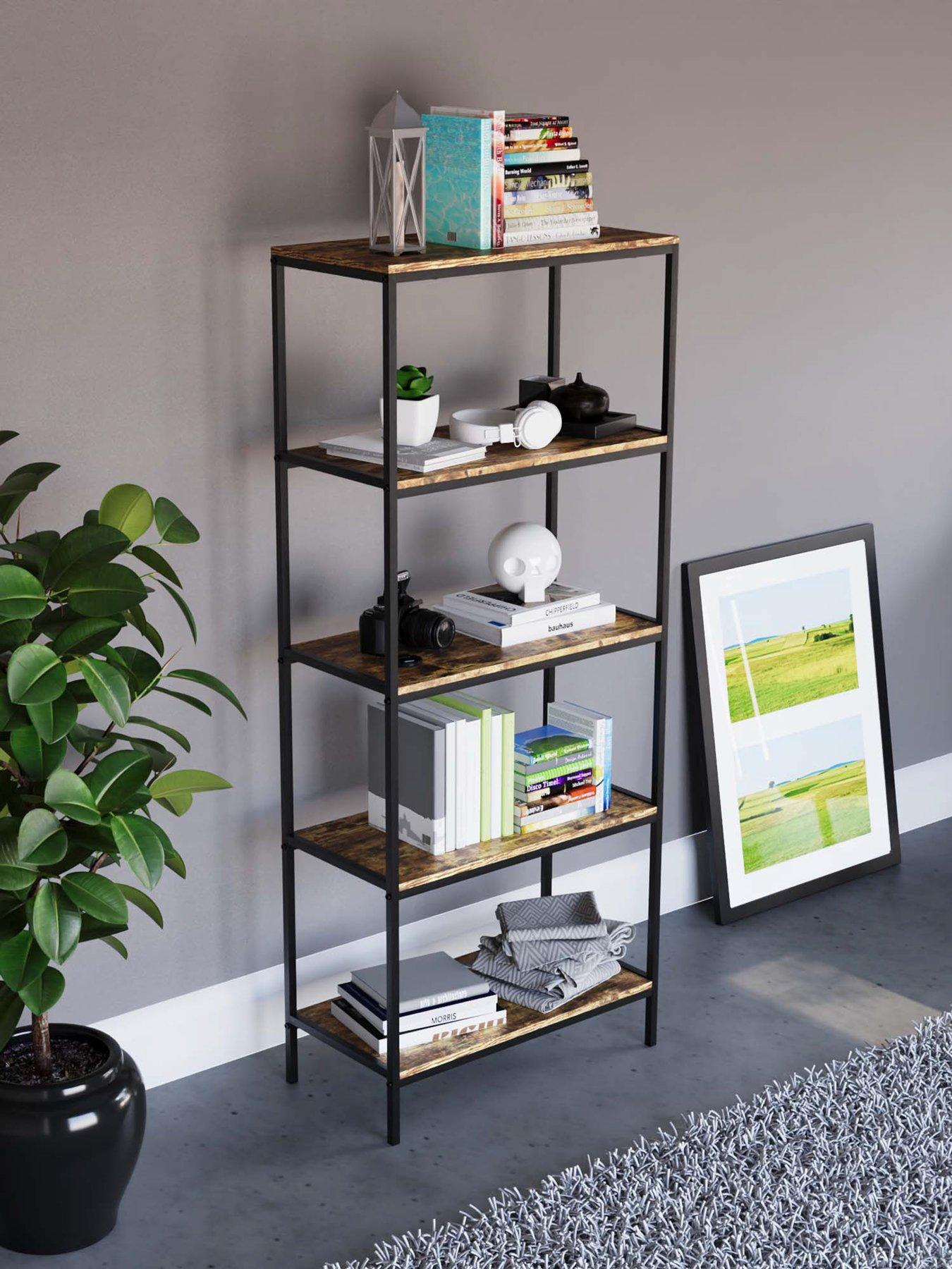 Vida Designs Brooklyn 5 Tier Bookcase - Dark Oak