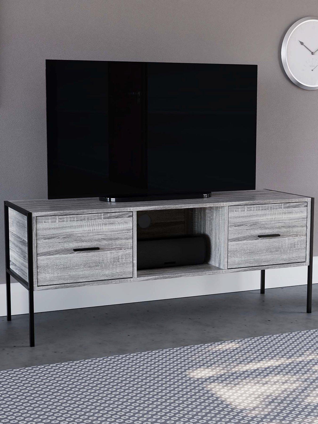 Vida Designs Brooklyn 2 Drawer TV Unit - fits up to 50/60 inch TV - Grey Oak