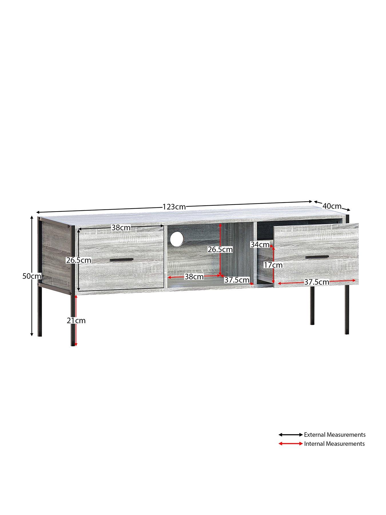 Image 2 of 6 of Vida Designs Brooklyn 2 Drawer TV Unit - fits up to 50/60 inch TV - Grey Oak