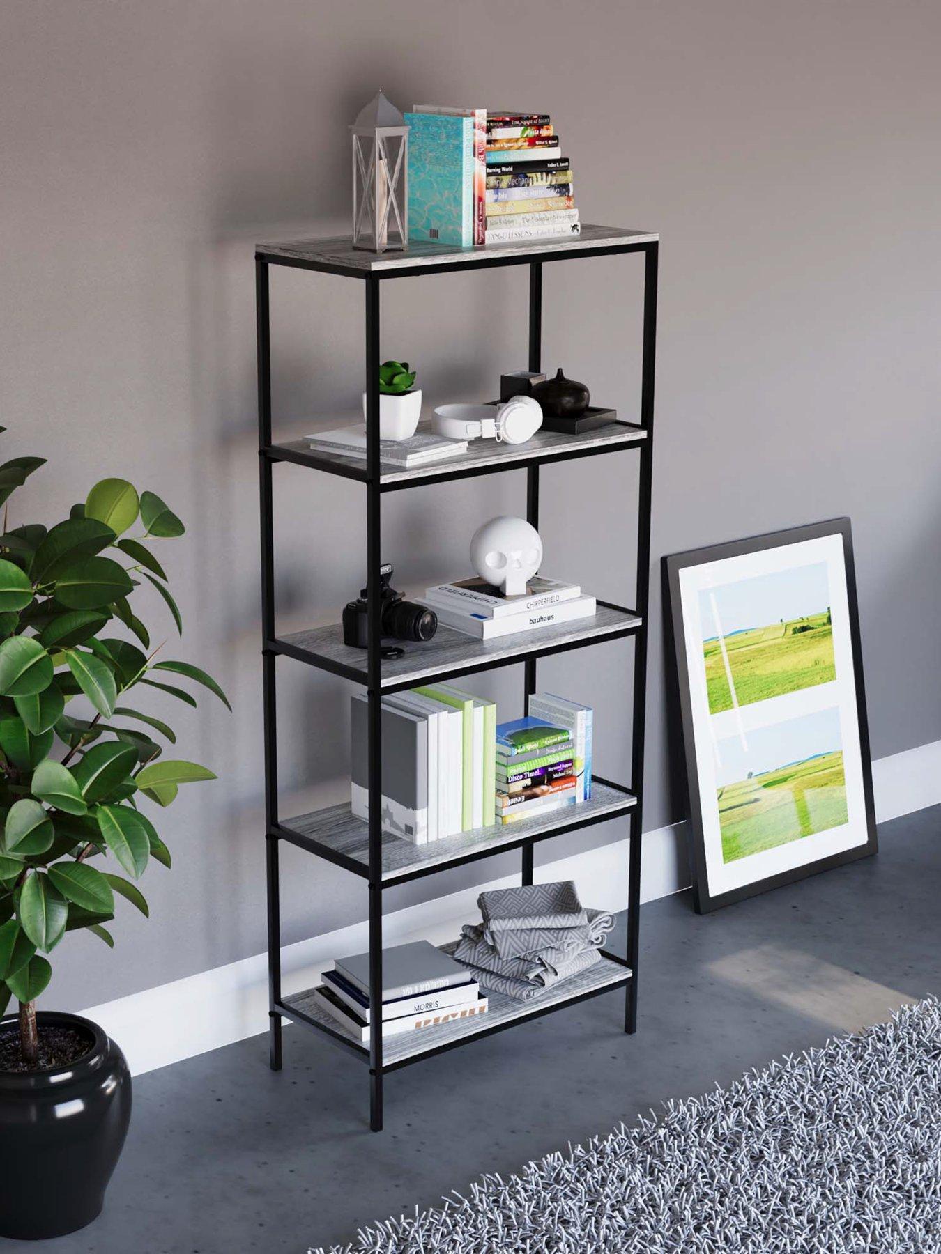 undefined Brooklyn 5 Tier Bookcase - Grey Oak
