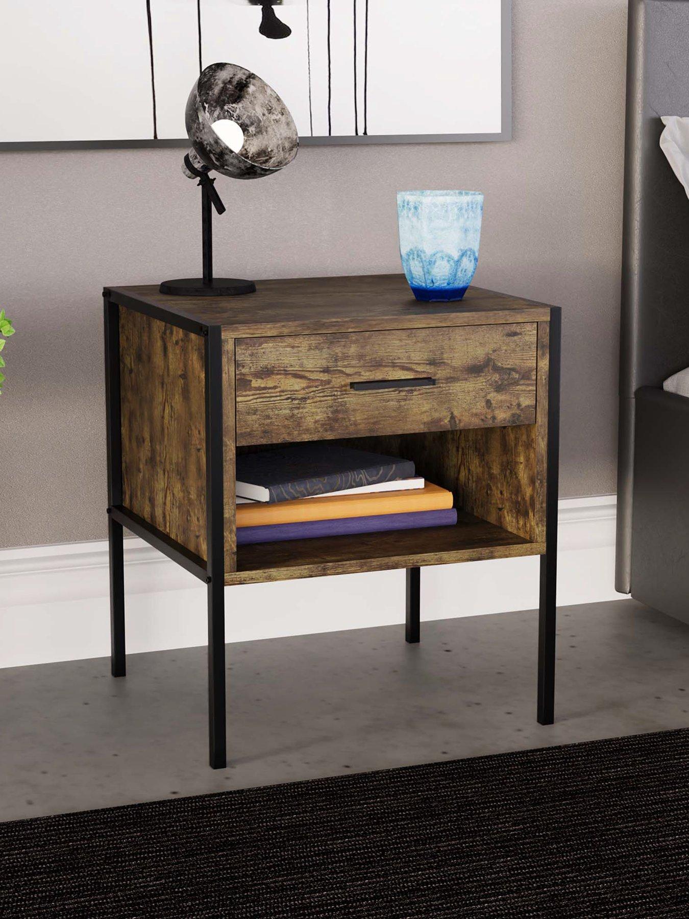 Black wrought iron store bedside tables