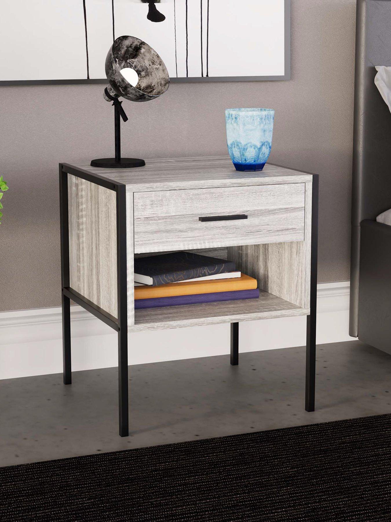 undefined Brooklyn 1 Drawer Bedside Chest - Grey Oak