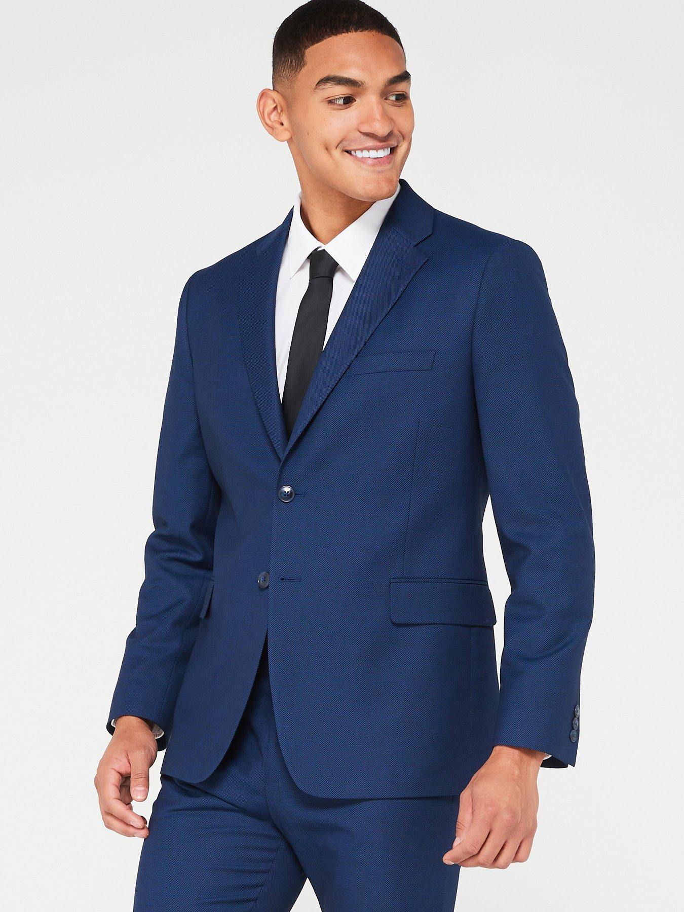 Regular Fit Textured Suit Jacket Navy