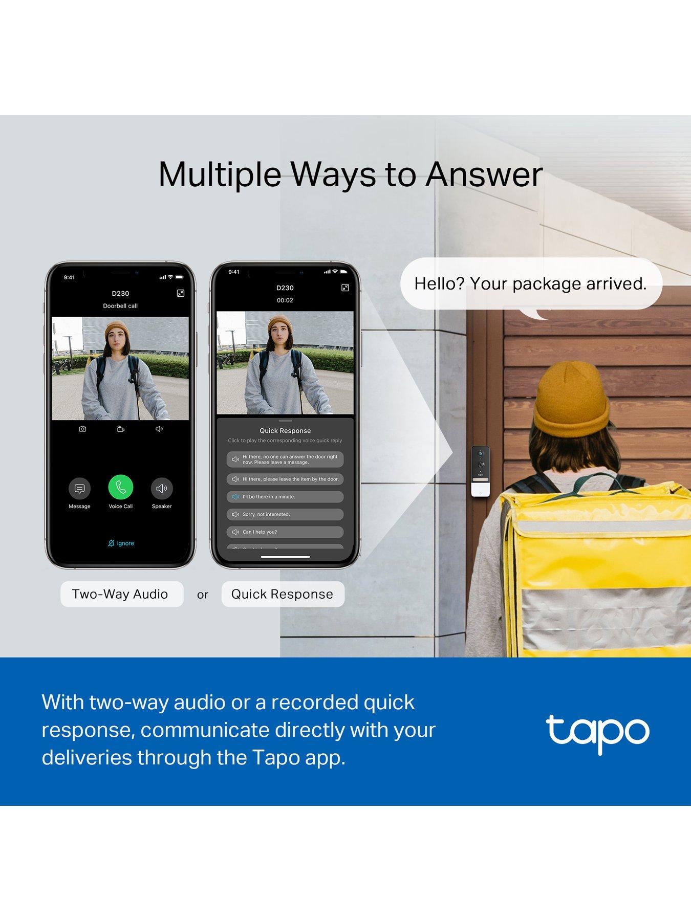Image 7 of 7 of TP Link Tapo D230S1 2K Video Doorbell &amp; Chime (Camera Hub), No Monthly Fee, Head-to-Toe View