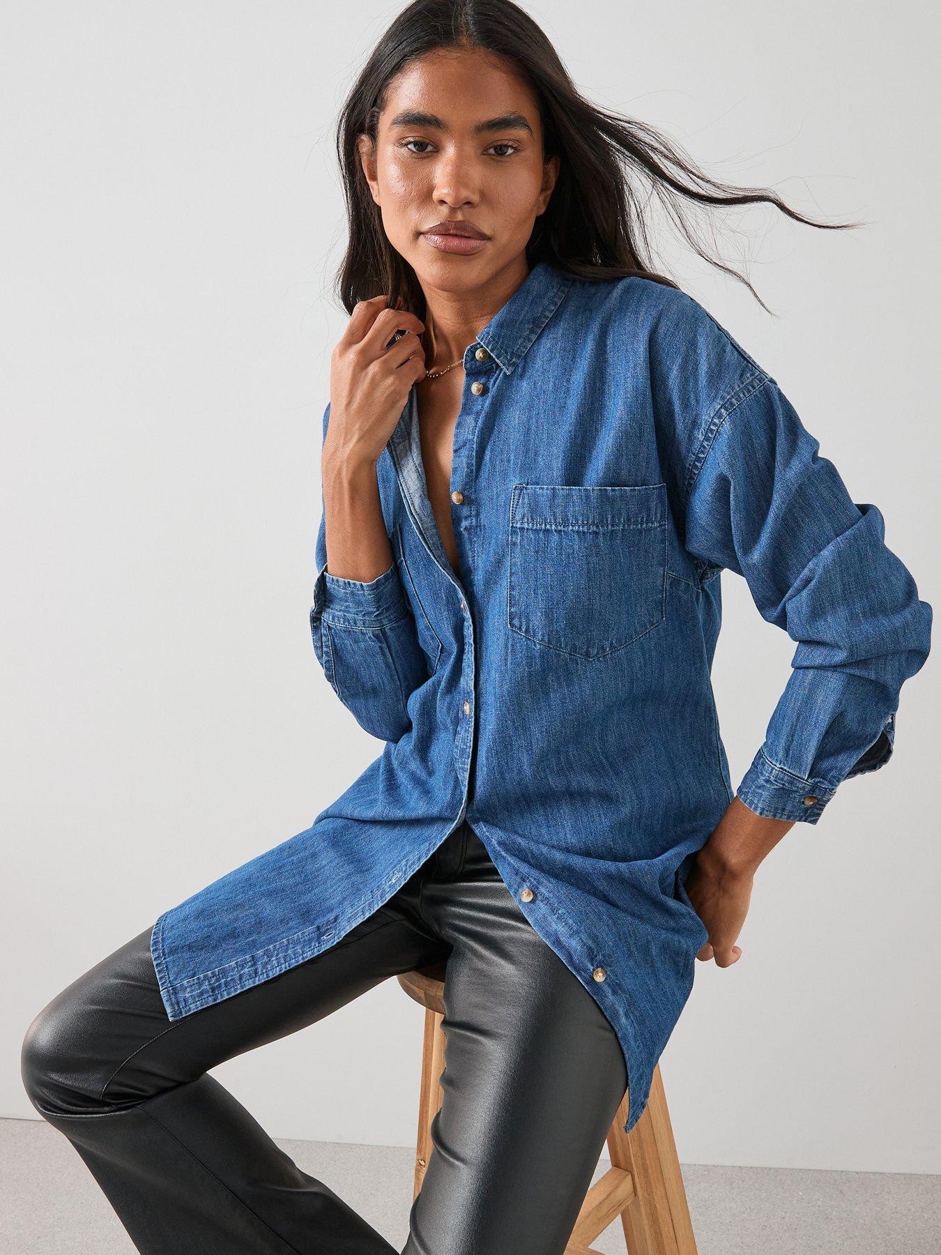 The Very Collection Longline Boyfriend Denim Shirt