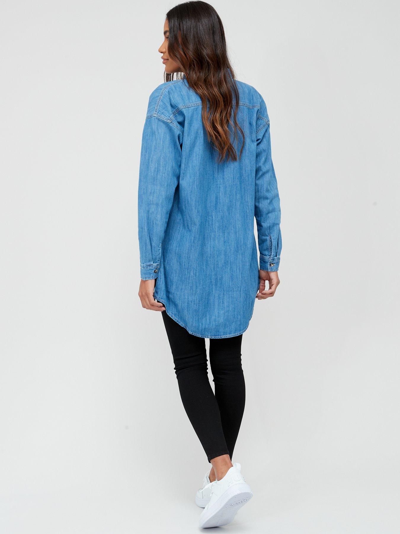 Image 2 of 5 of Everyday Longline Boyfriend Denim Shirt