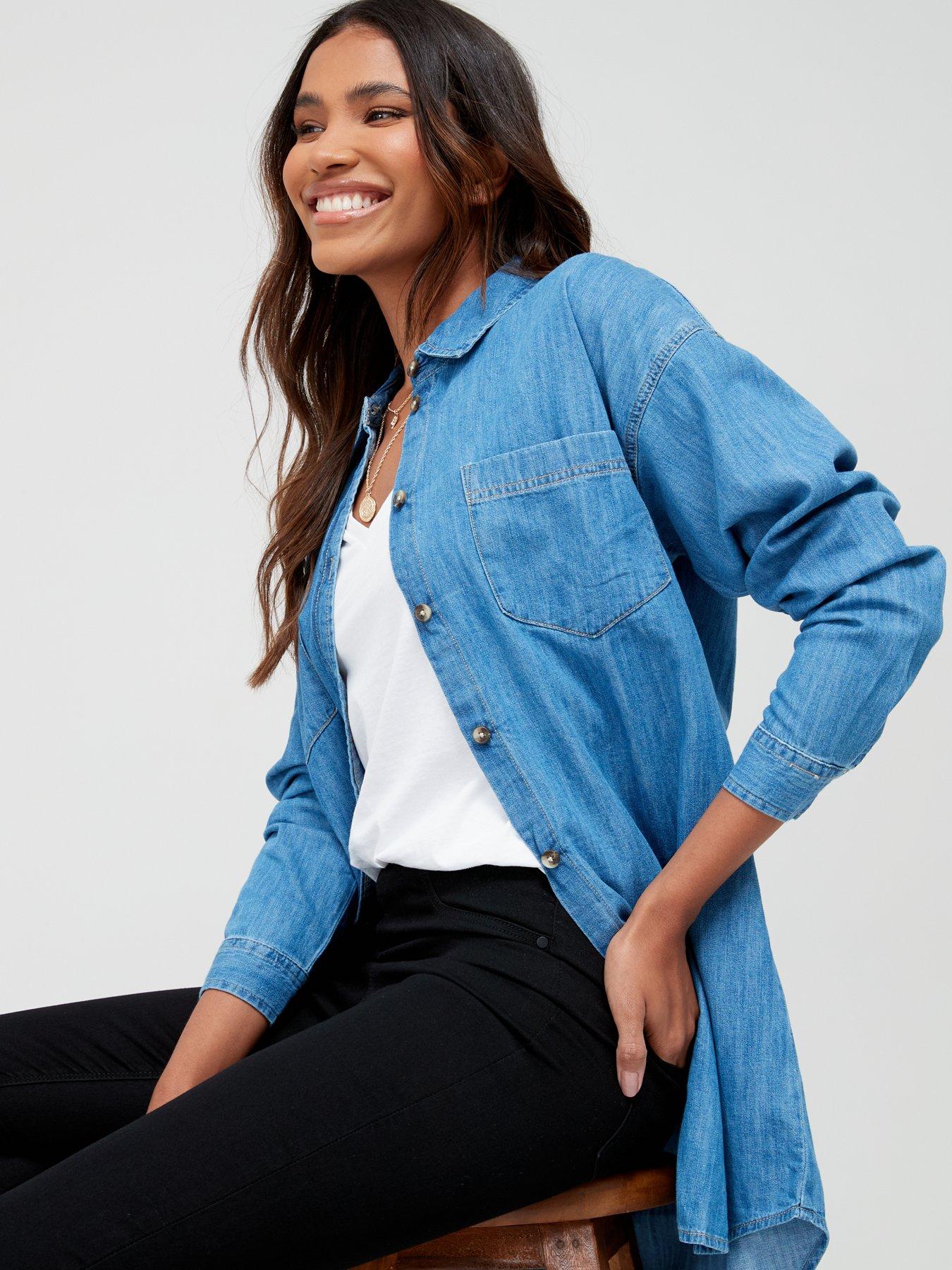 Image 4 of 5 of Everyday Longline Boyfriend Denim Shirt