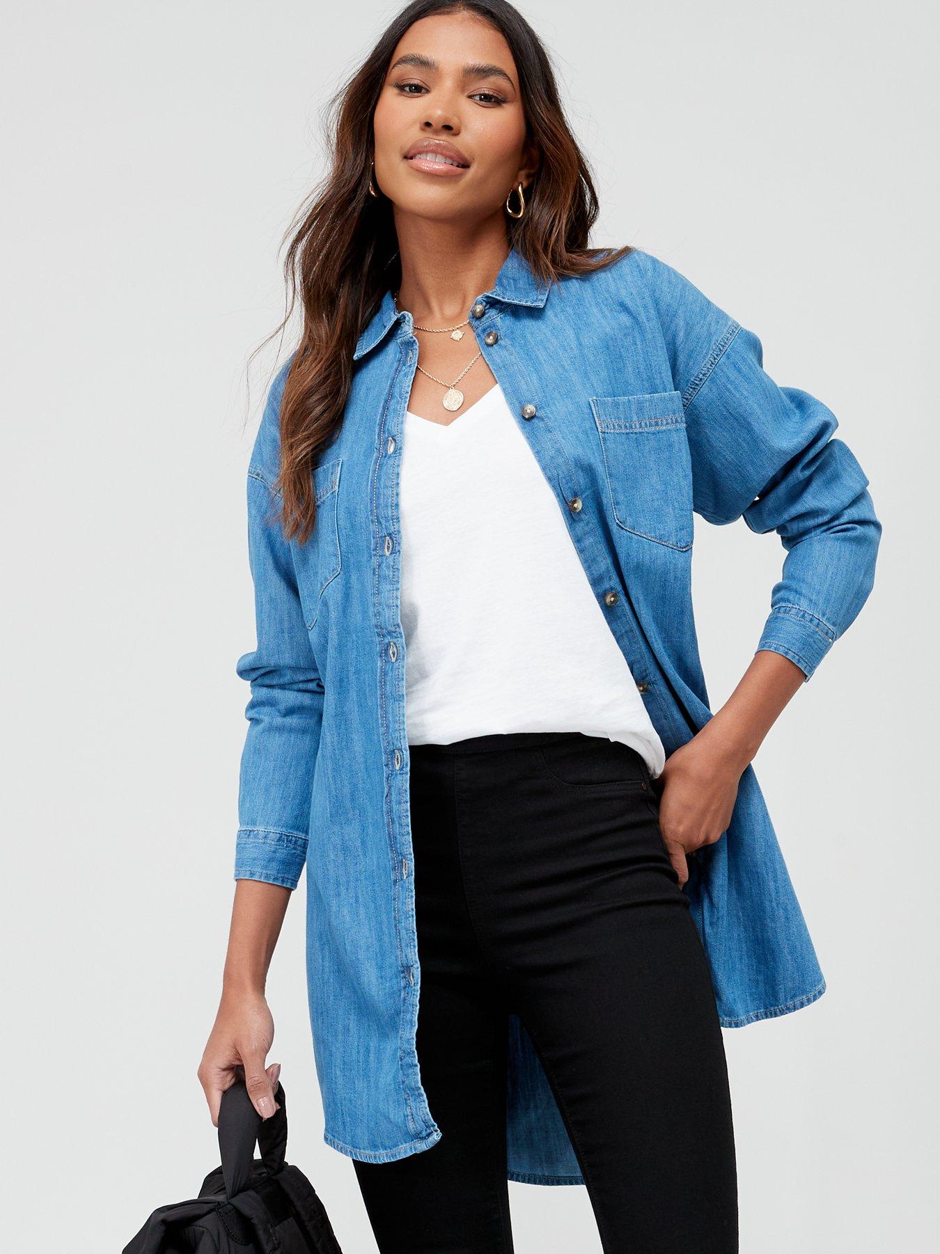 Image 5 of 5 of Everyday Longline Boyfriend Denim Shirt