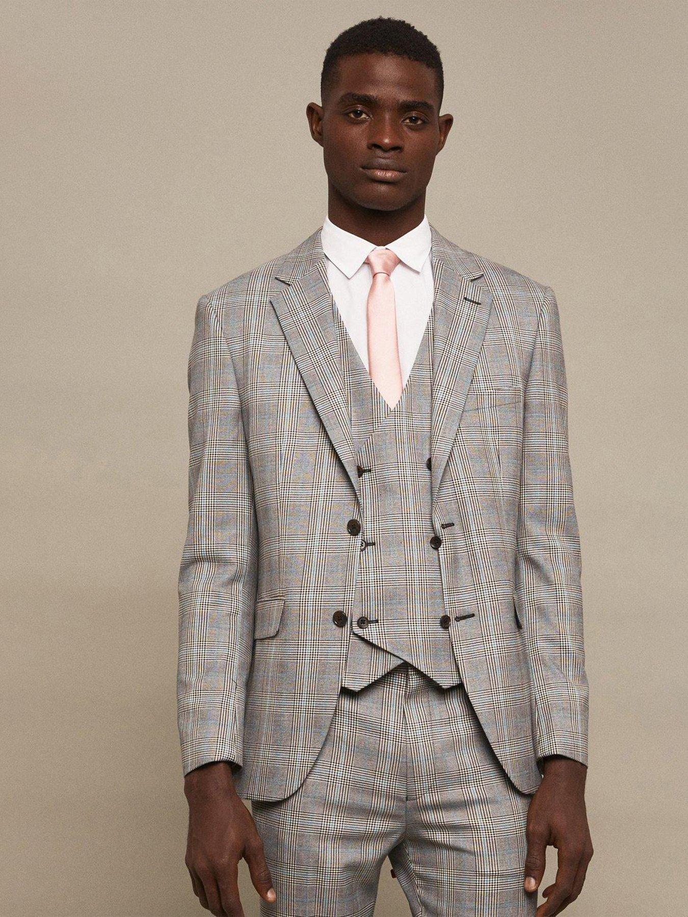 Burton Slim Fit Aqua Bold Check Suit Jacket