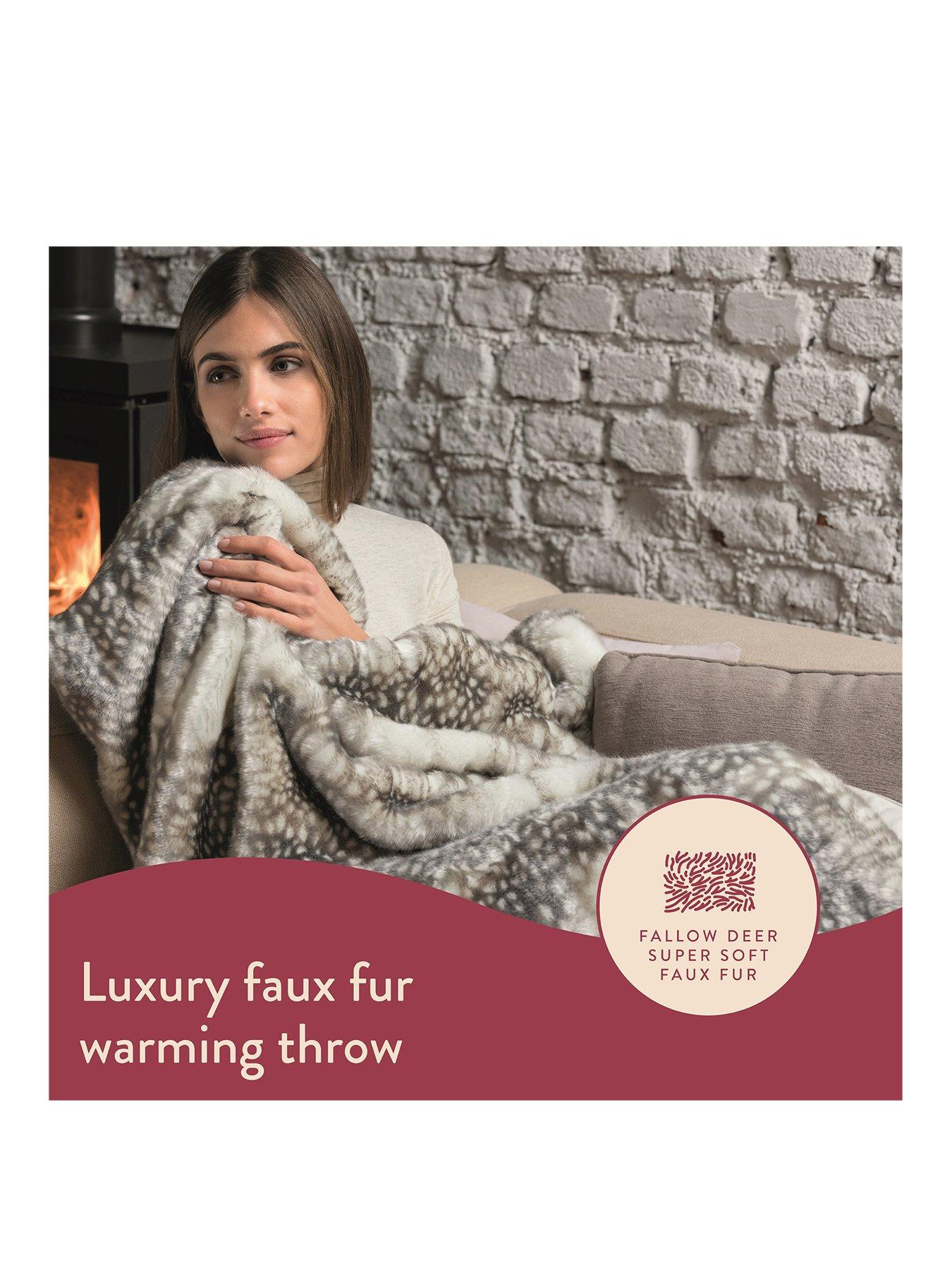 Dreamland Relaxwell Luxury Faux Fur Fallow Deer Heated Throw | Very Ireland