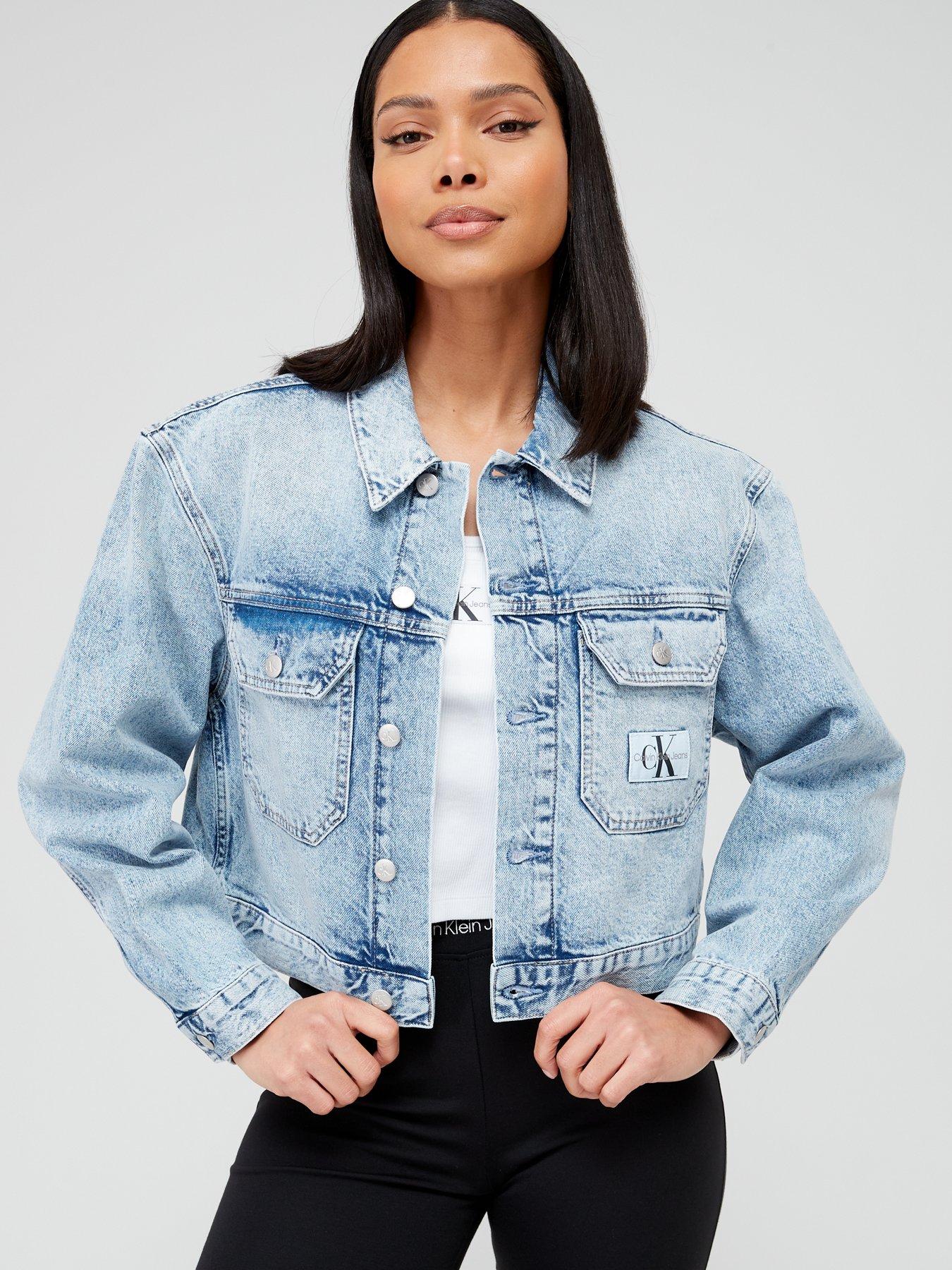 Jackets Calvin Klein Jeans Boxy Cropped Denim Jacket Blue