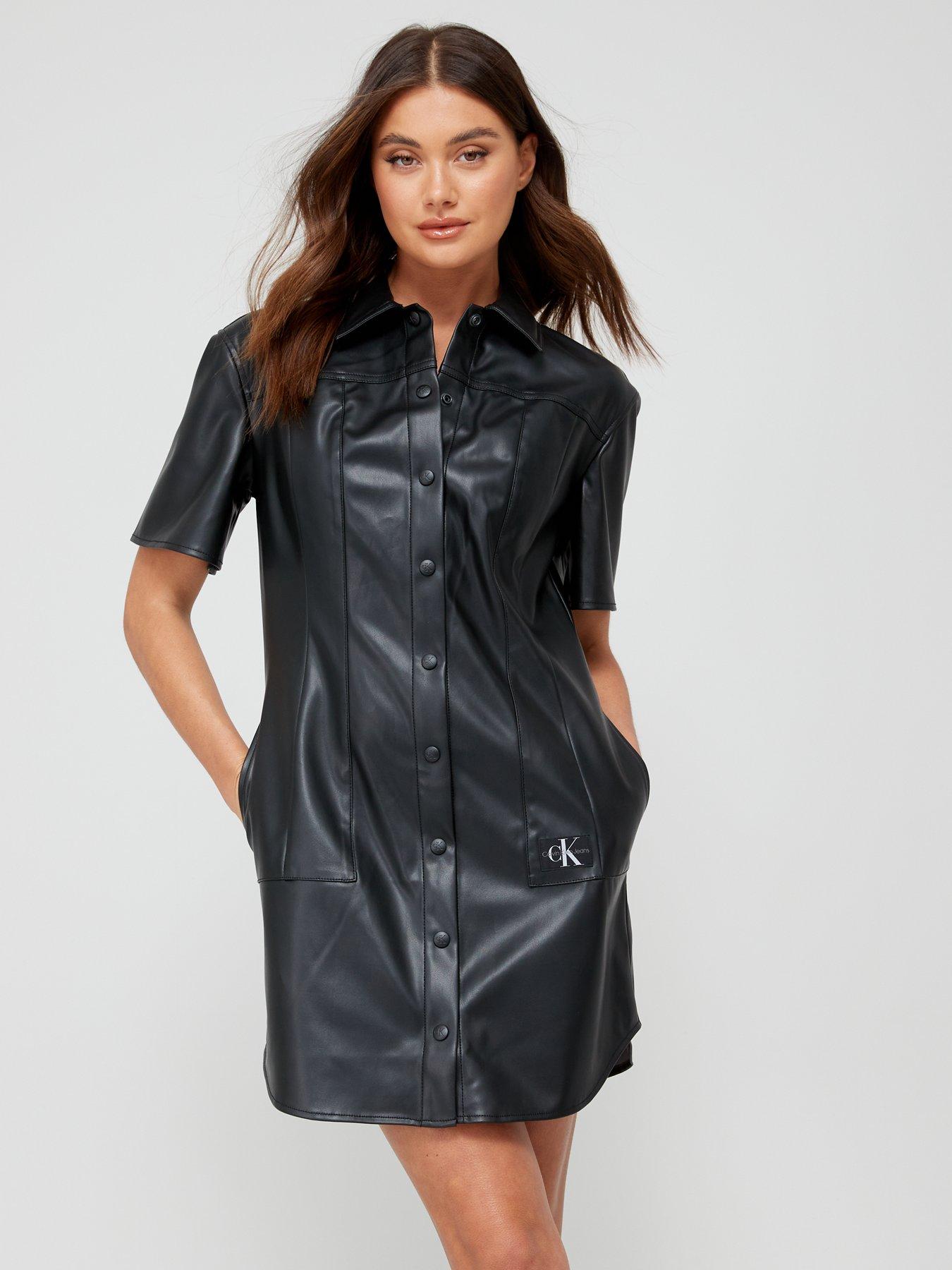 Calvin klein 2024 leather dress