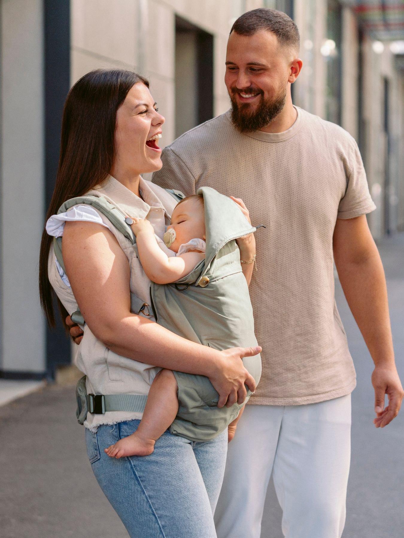 Image 2 of 8 of Babymoov Moov &amp; Boost 2-in-1 Newborn Baby Carrier and Booster Seat - Sage