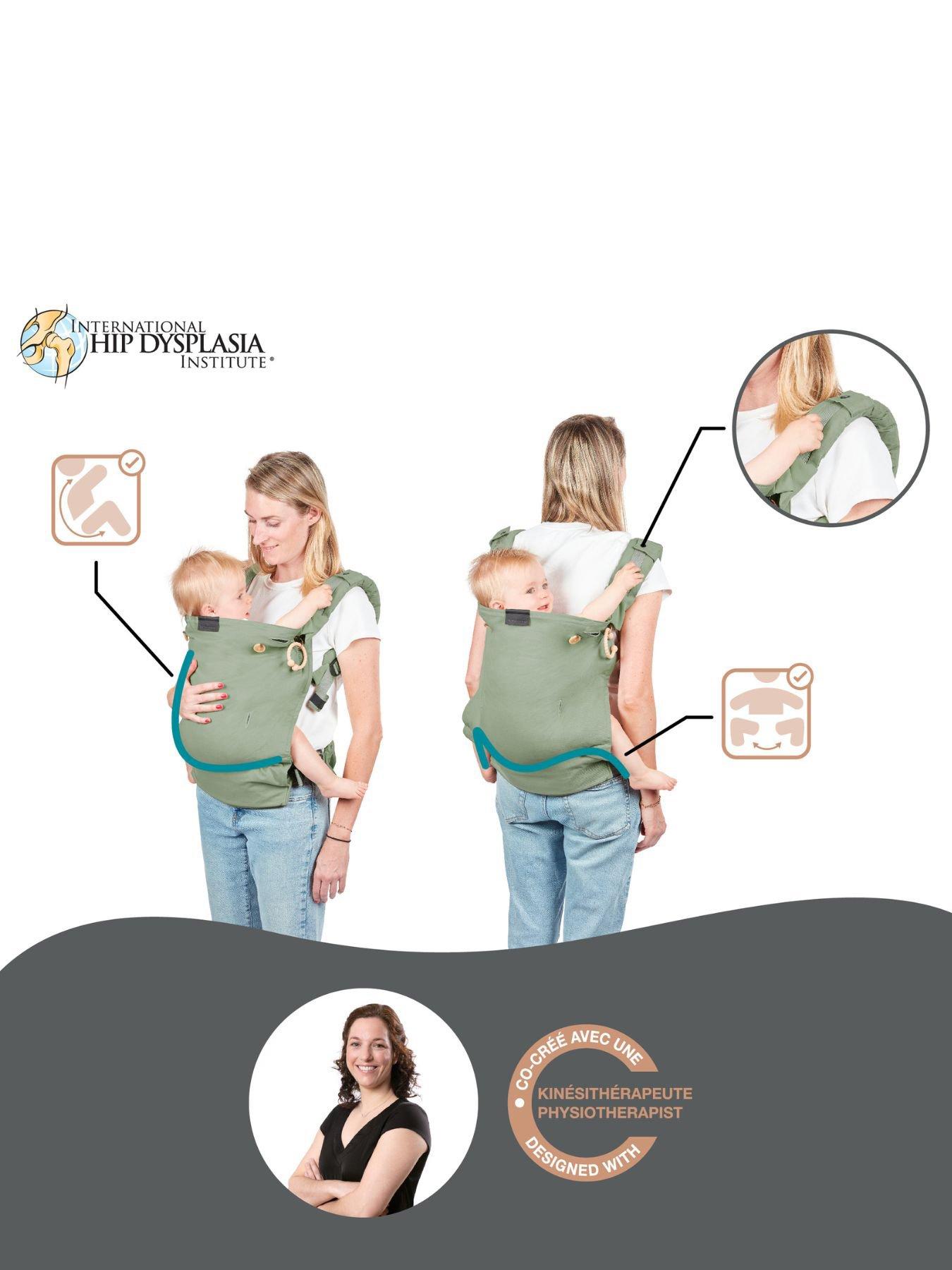 Image 3 of 8 of Babymoov Moov &amp; Boost 2-in-1 Newborn Baby Carrier and Booster Seat - Sage