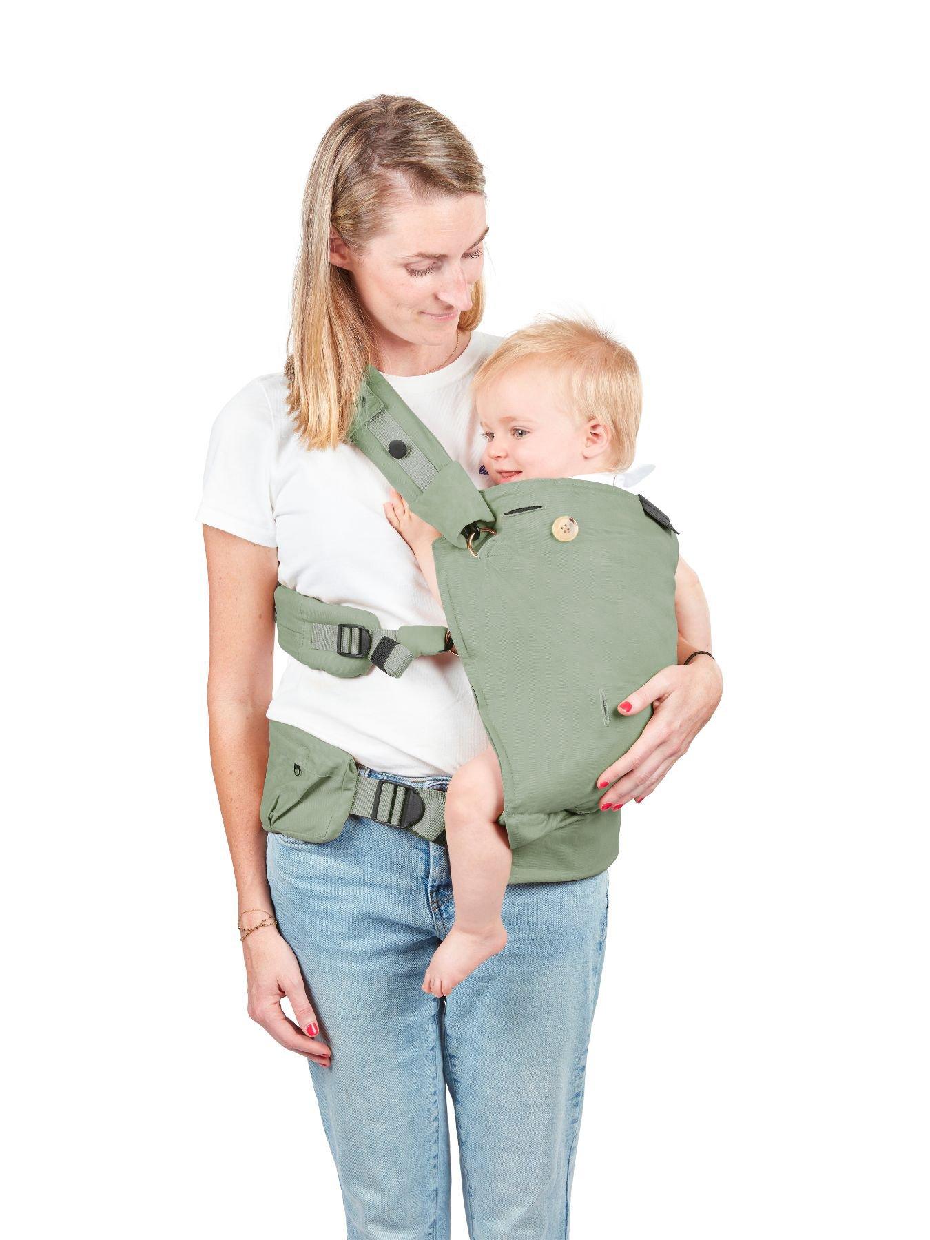 Image 5 of 8 of Babymoov Moov &amp; Boost 2-in-1 Newborn Baby Carrier and Booster Seat - Sage