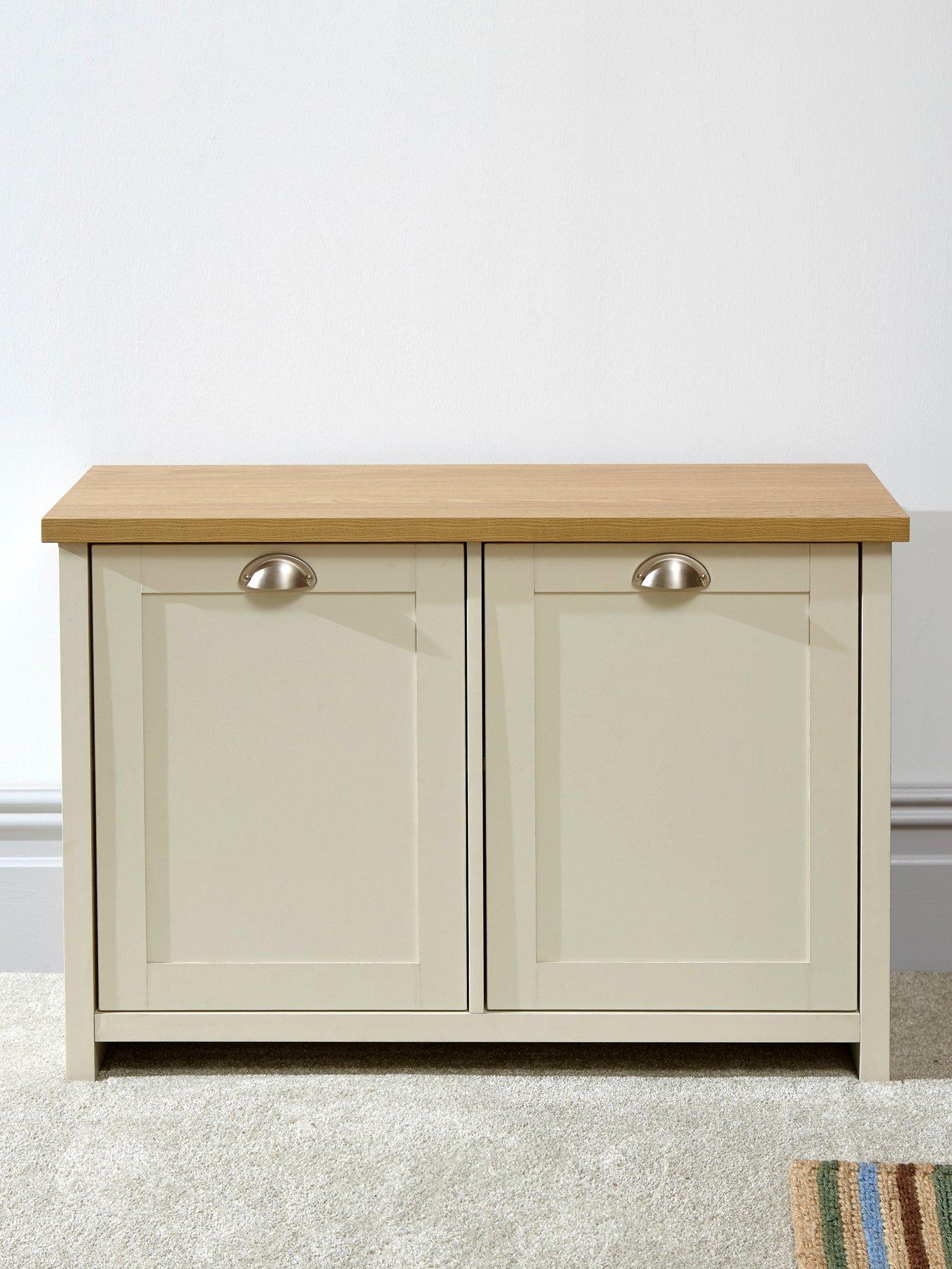 Image 1 of 5 of GFW Lancaster 2 Door&nbsp;Shoe Storage Cabinet - Cream/Oak