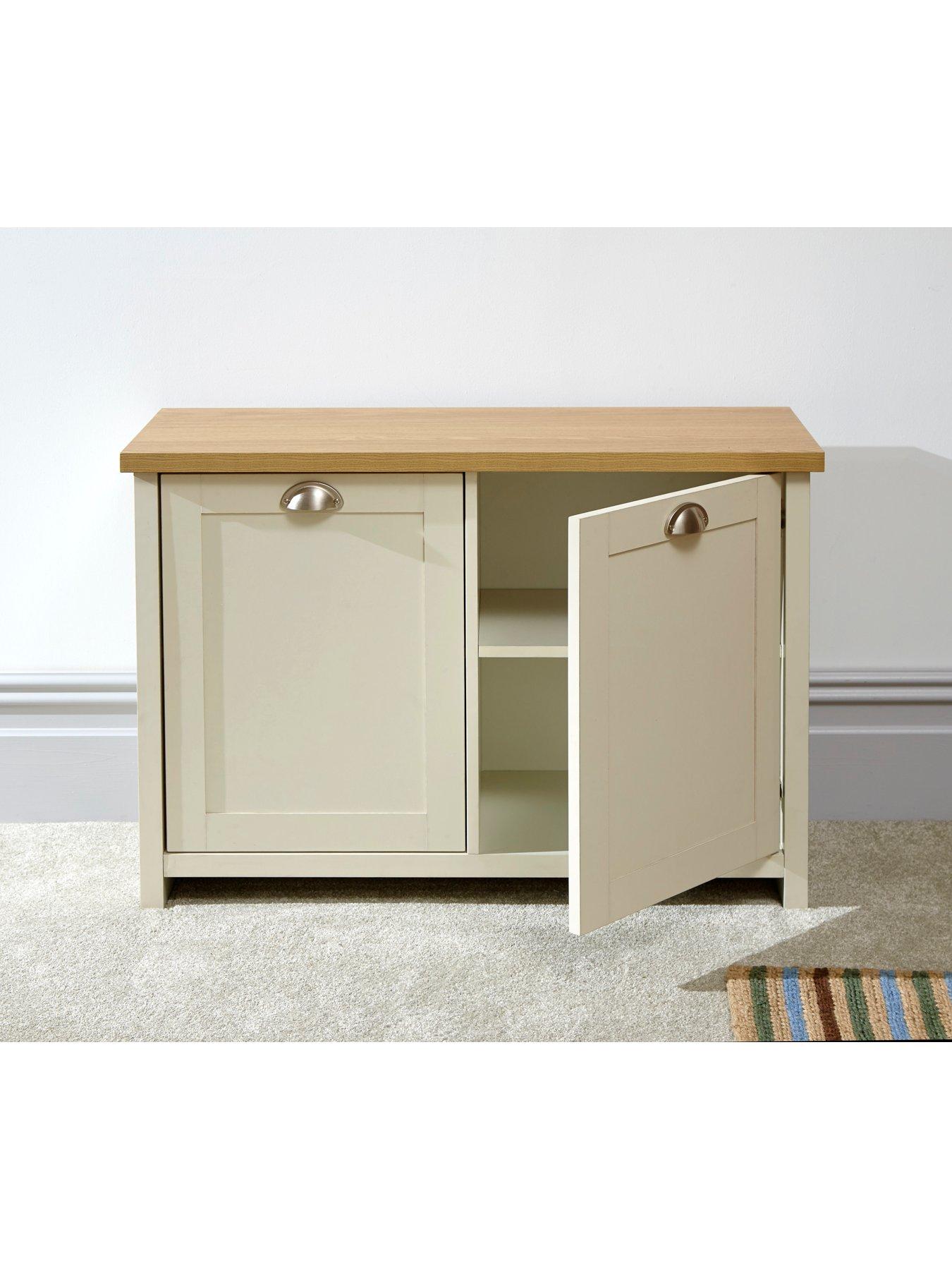 Image 3 of 5 of GFW Lancaster 2 Door&nbsp;Shoe Storage Cabinet - Cream/Oak
