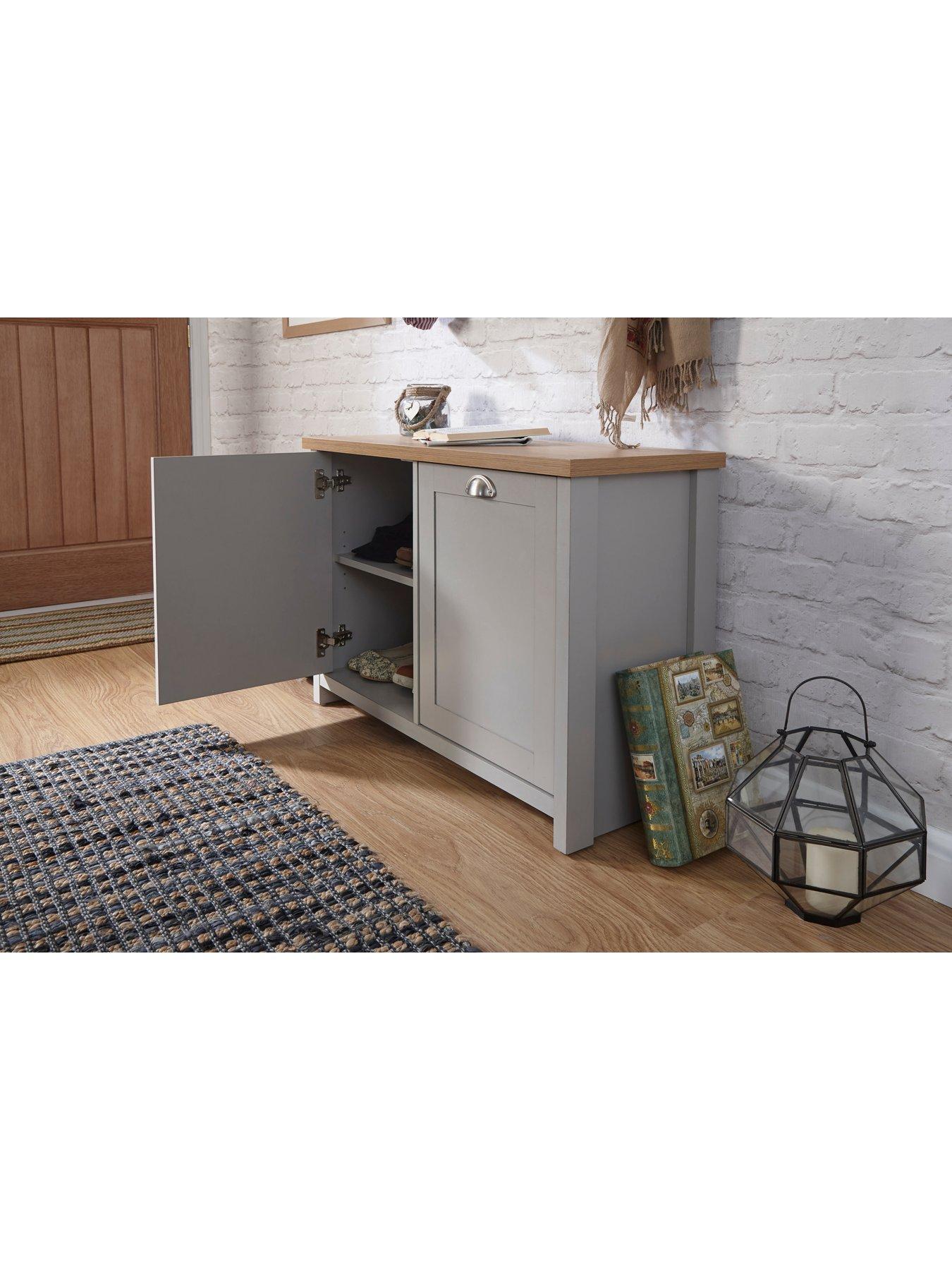 Image 3 of 5 of GFW Lancaster 2 Door Shoe Storage Cabinet - Grey