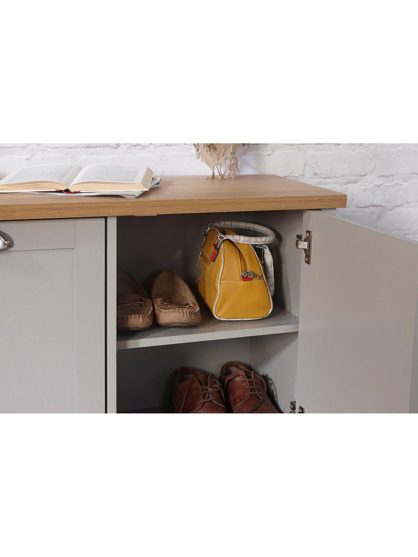 Image 4 of 5 of GFW Lancaster 2 Door Shoe Storage Cabinet - Grey