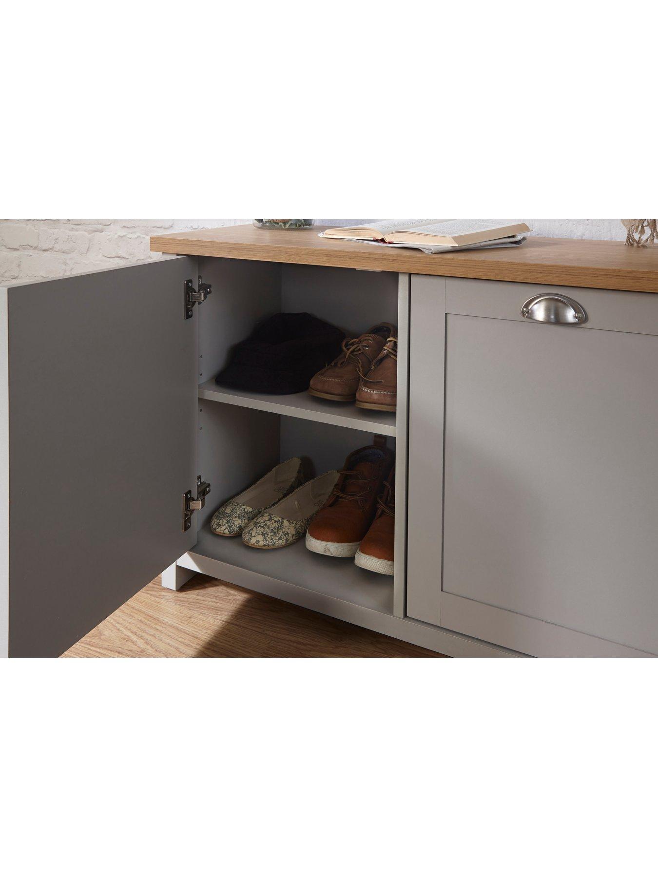 Image 5 of 5 of GFW Lancaster 2 Door Shoe Storage Cabinet - Grey