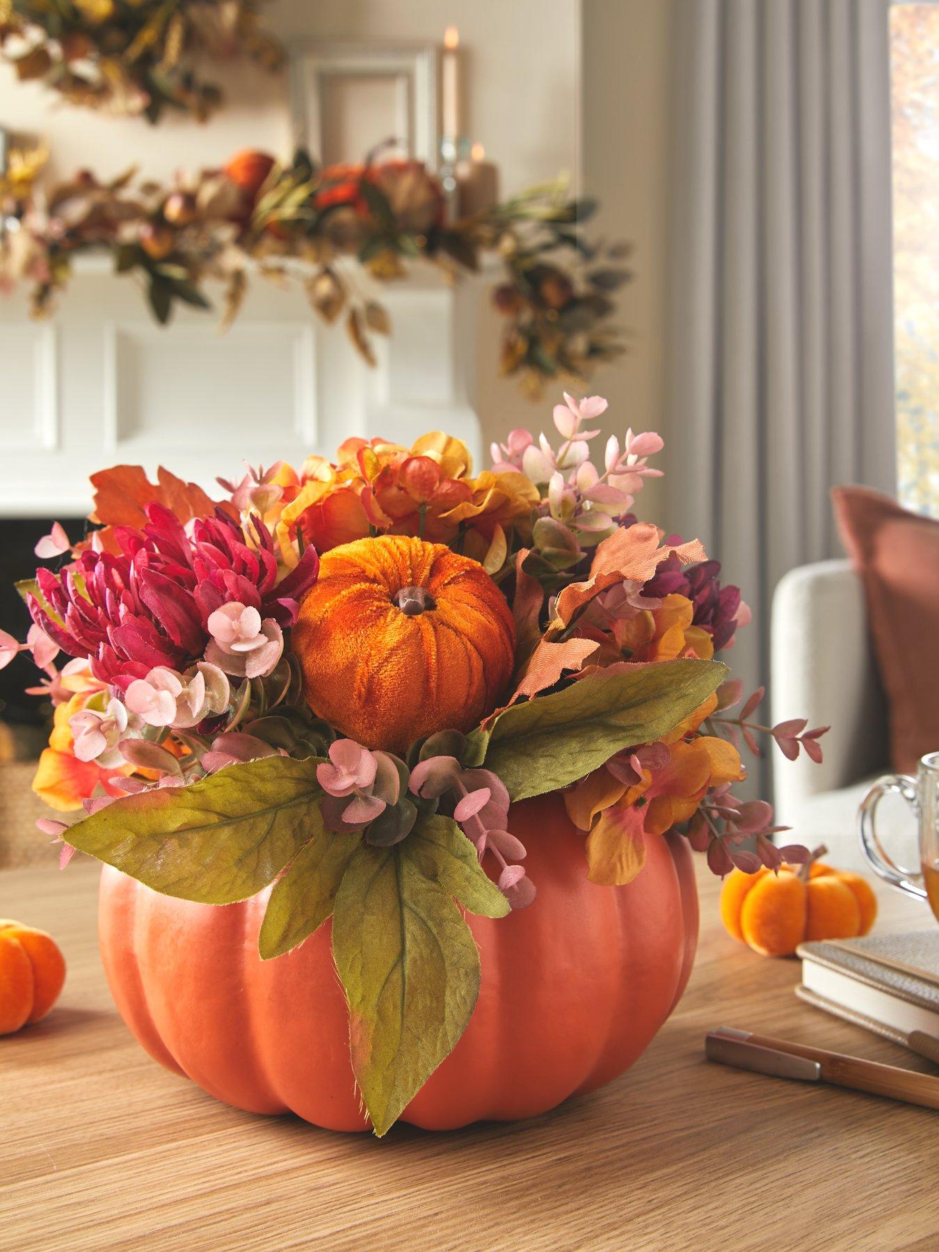 very-home-autumn-pumpkin-table-centrepiece-with-faux-flowers