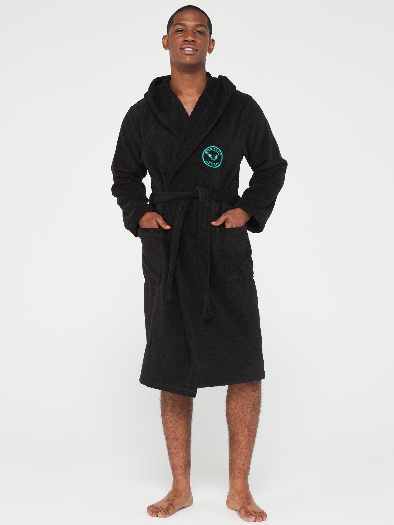 Men's Hooded Robe, Turkish Cotton Terry Hooded Spa Navy Bathrobe –  towelnrobe