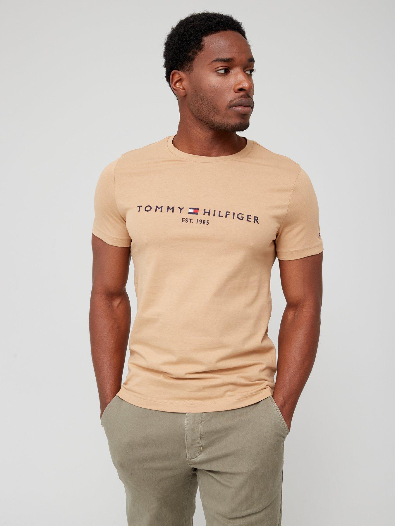 tommy-hilfiger-logo-embroiderednbsptee-tan