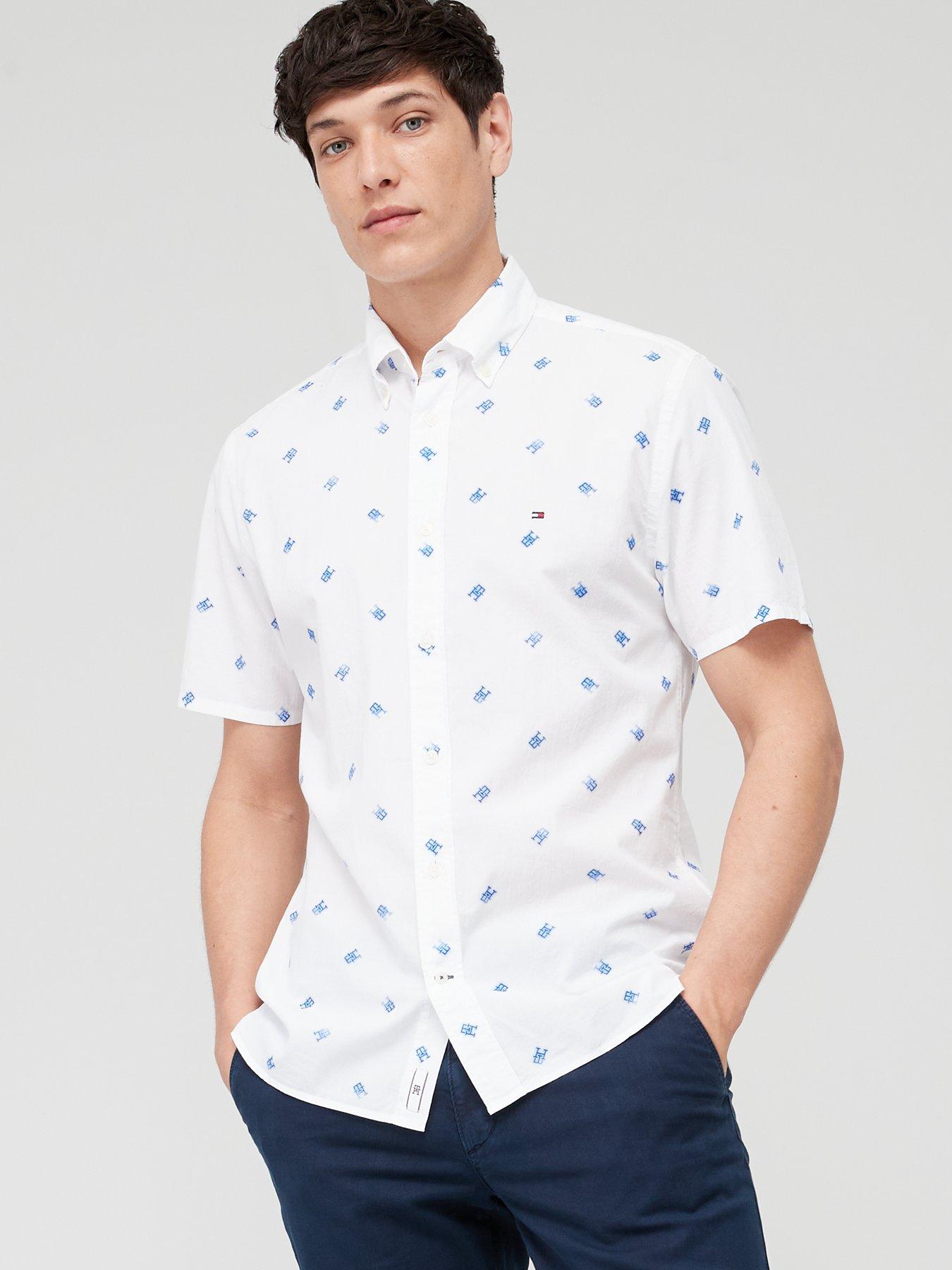 Tommy Hilfiger Men's Regular Fit Allover Monogram Shirt - White - M