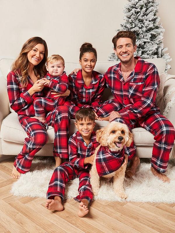 Mens Family Red Check Revere Mini Me Christmas Pyjamas - Red