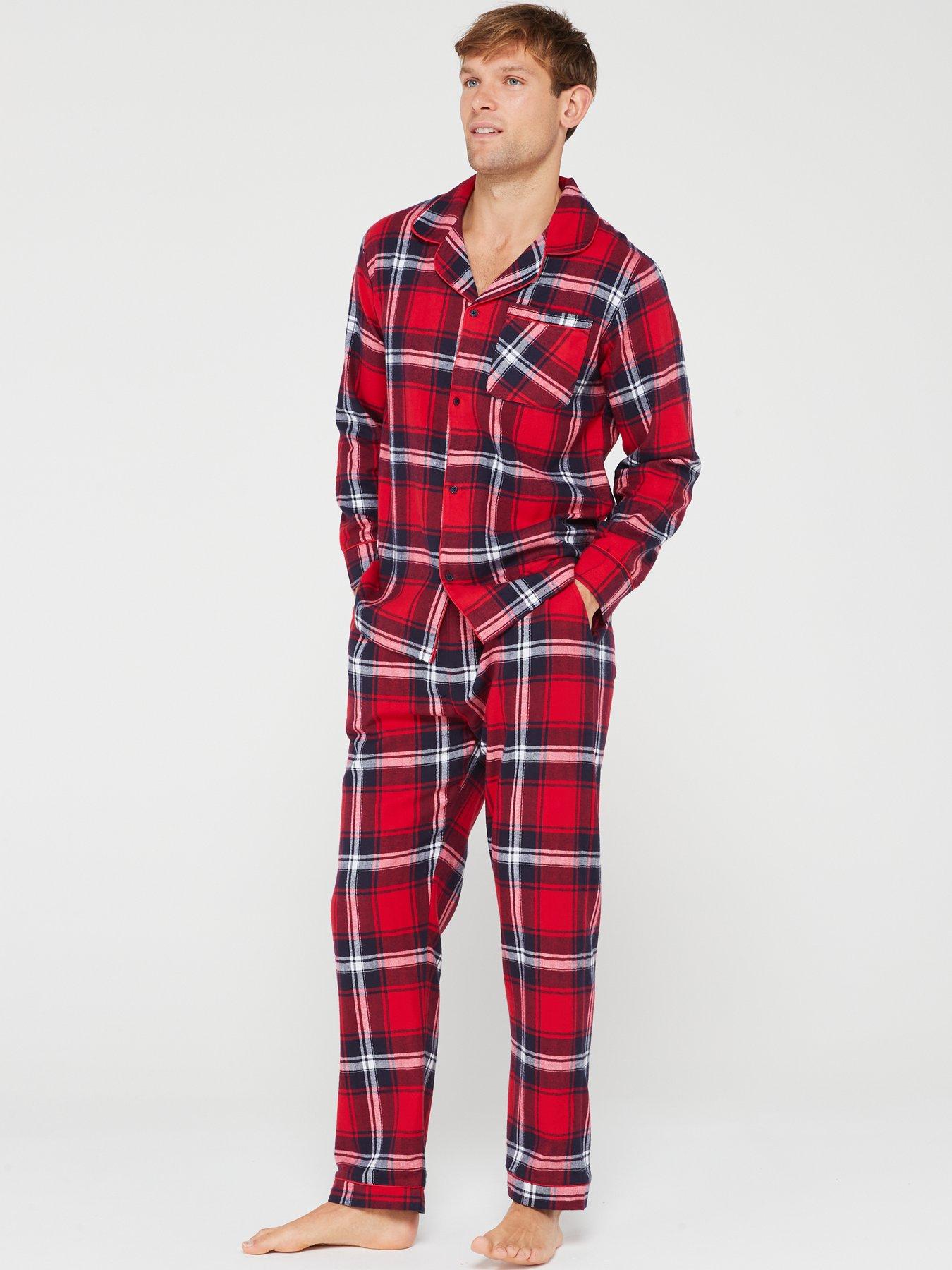 Very Man Mens Family Red Check Revere Mini Me Christmas Pyjamas - Red