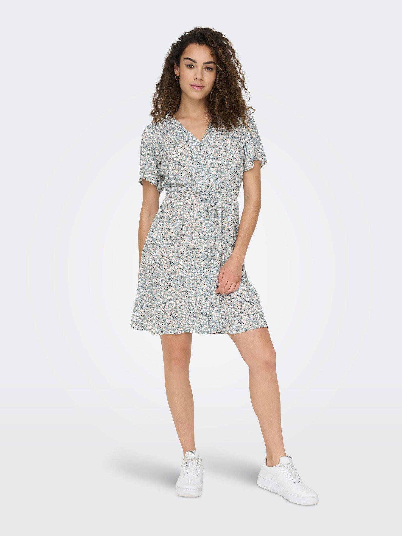 Only Short Sleeve Mini Dress Grey