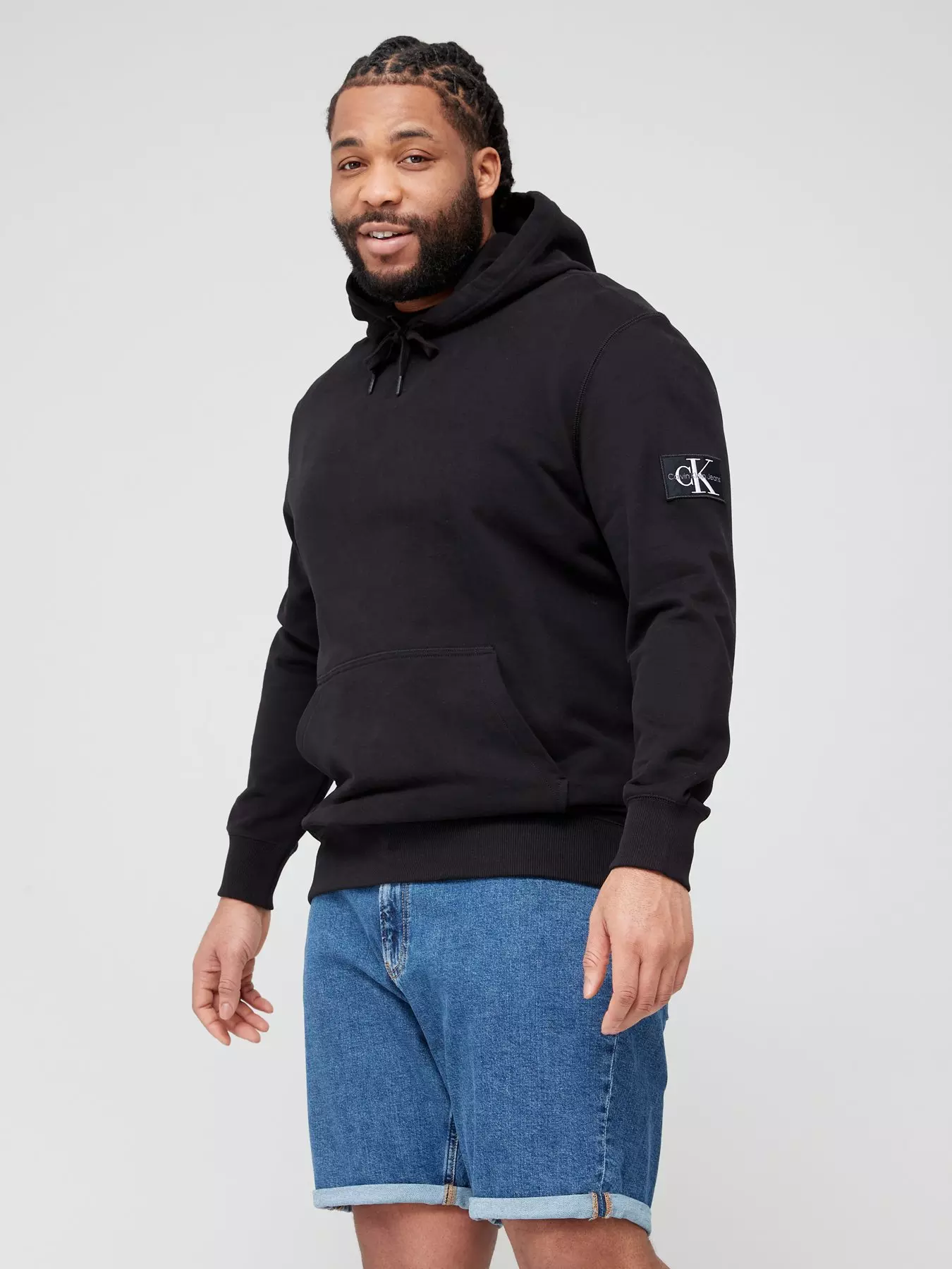 Calvin Klein Jeans Big & Tall Institutional Monogram Chest Logo Hoodie in Black
