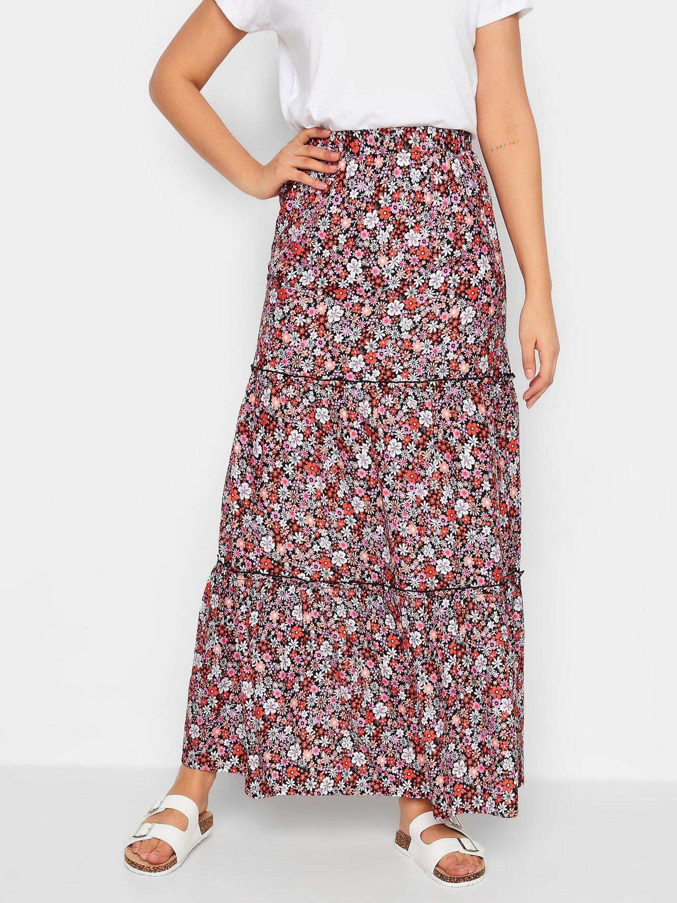 Extra long clearance red maxi skirt