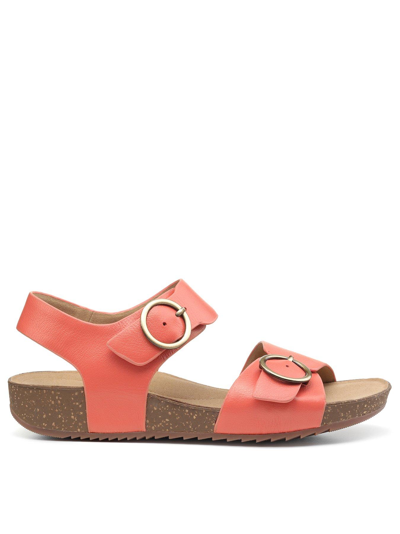 Hotter Hotter Tourist Leather Buckle Detail Sandals Coral Very