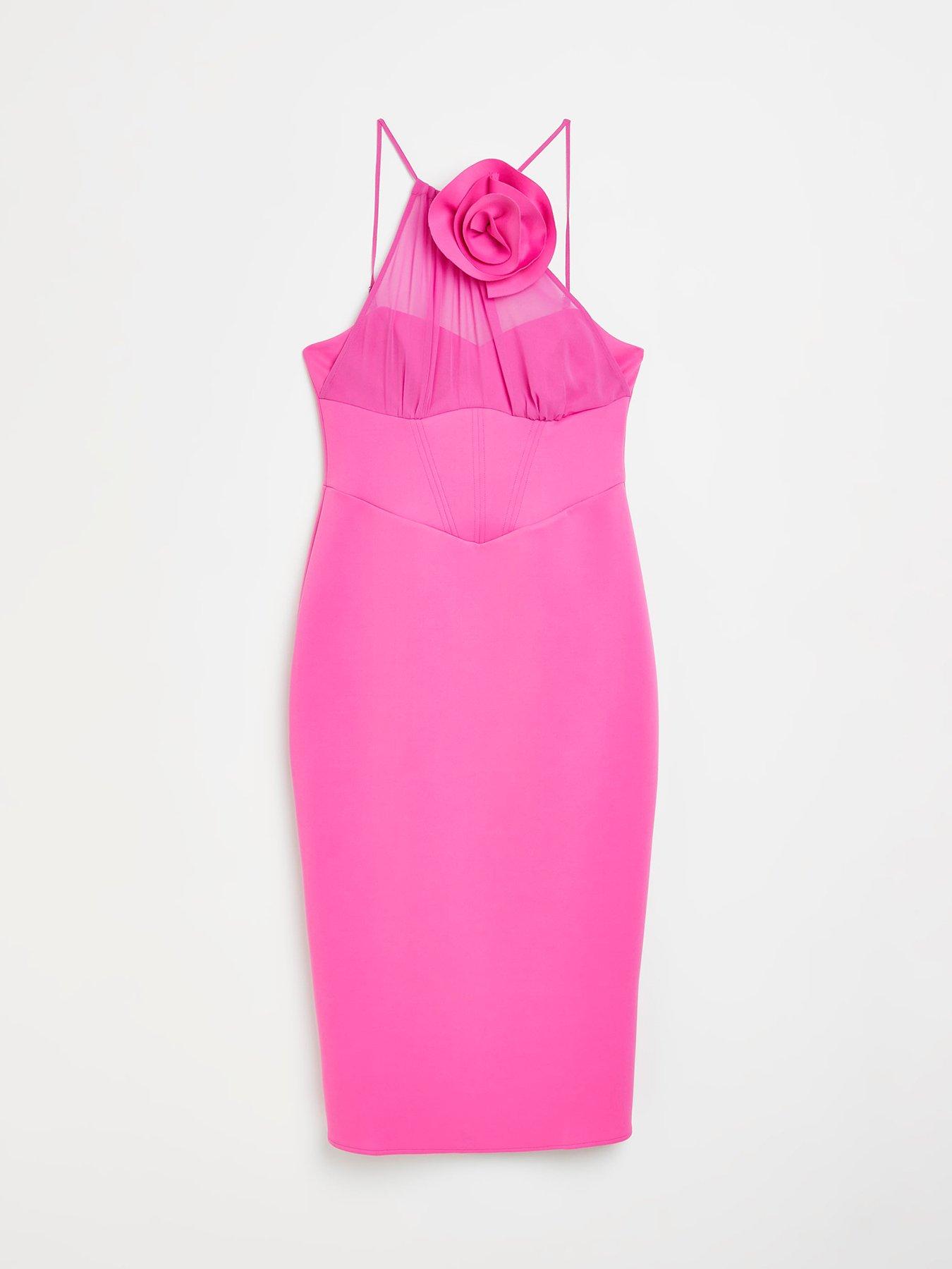 river-island-flower-mesh-bodycon-dress-pinkdetail