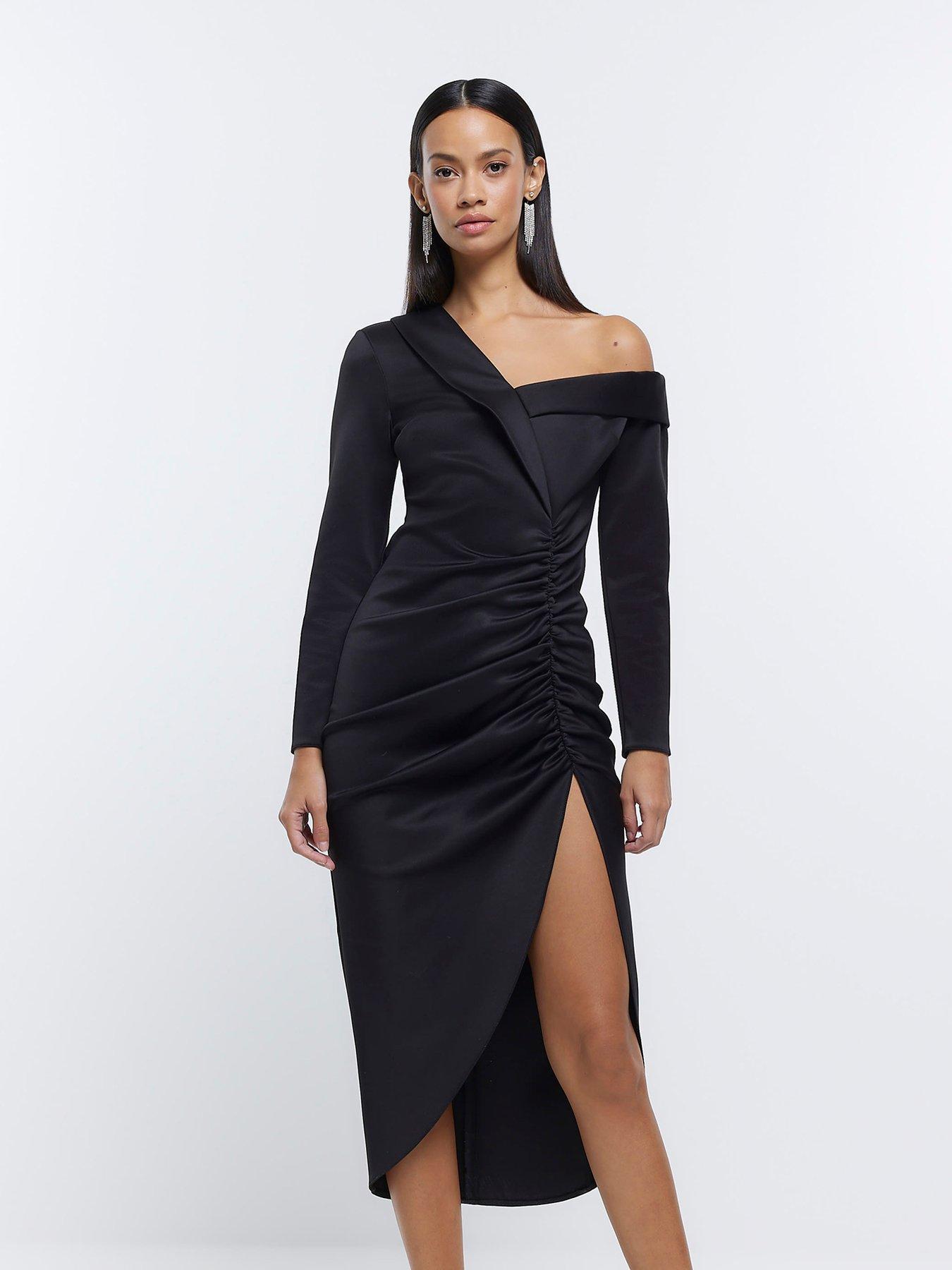 River Island Ruched Bodycon Dress - Black