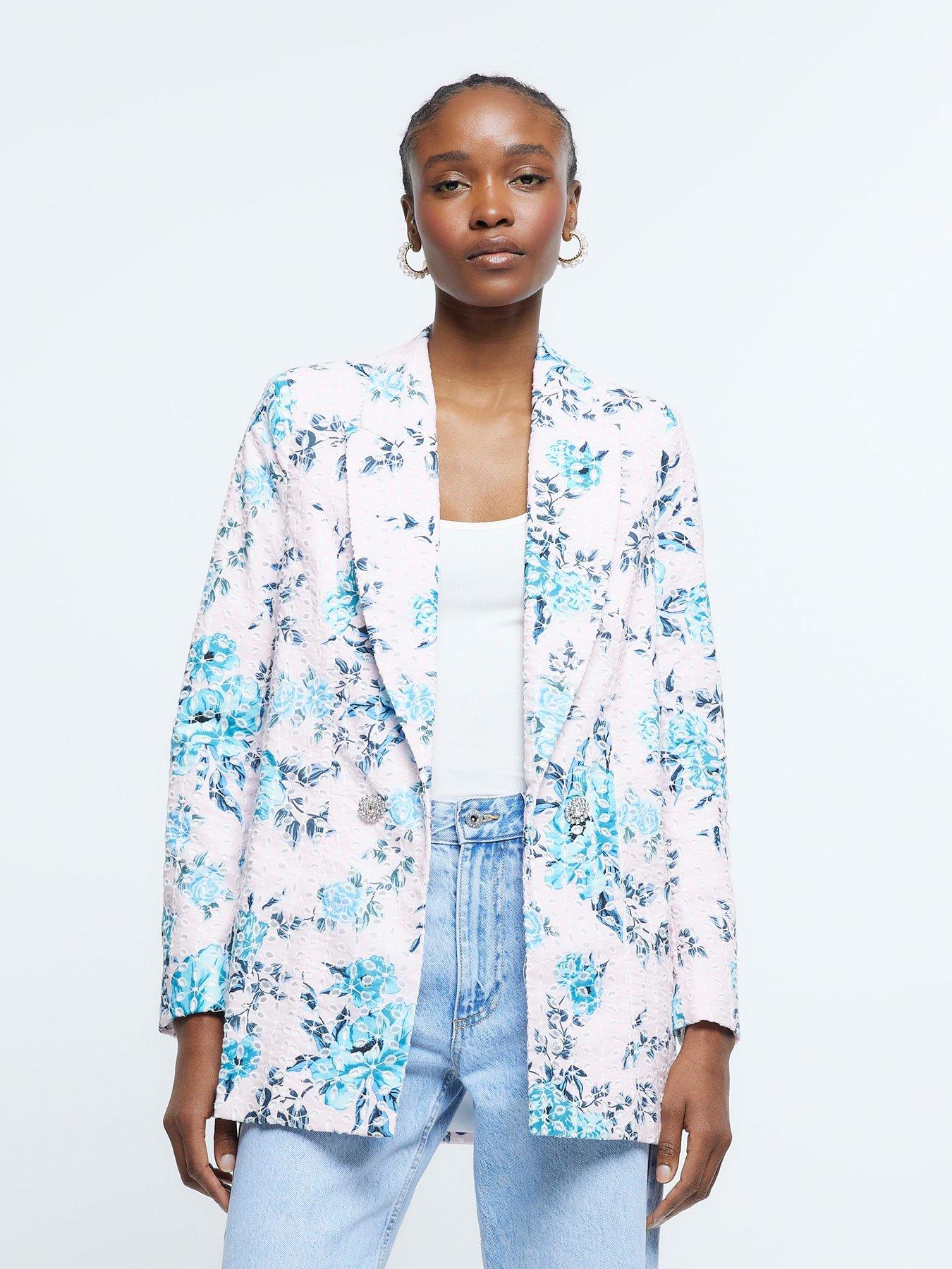 River Island Floral Broderie Blazer - Light Pink | Very Ireland