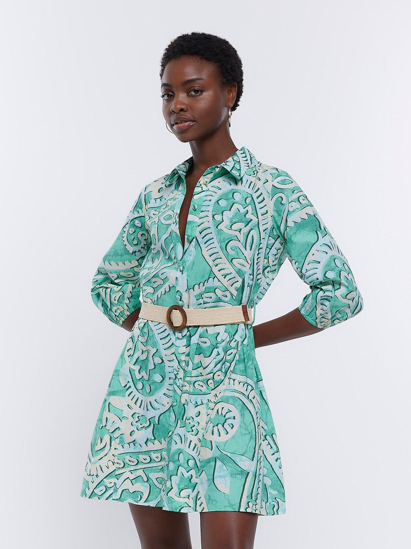 river-island-paisley-mini-shirt-dress-green