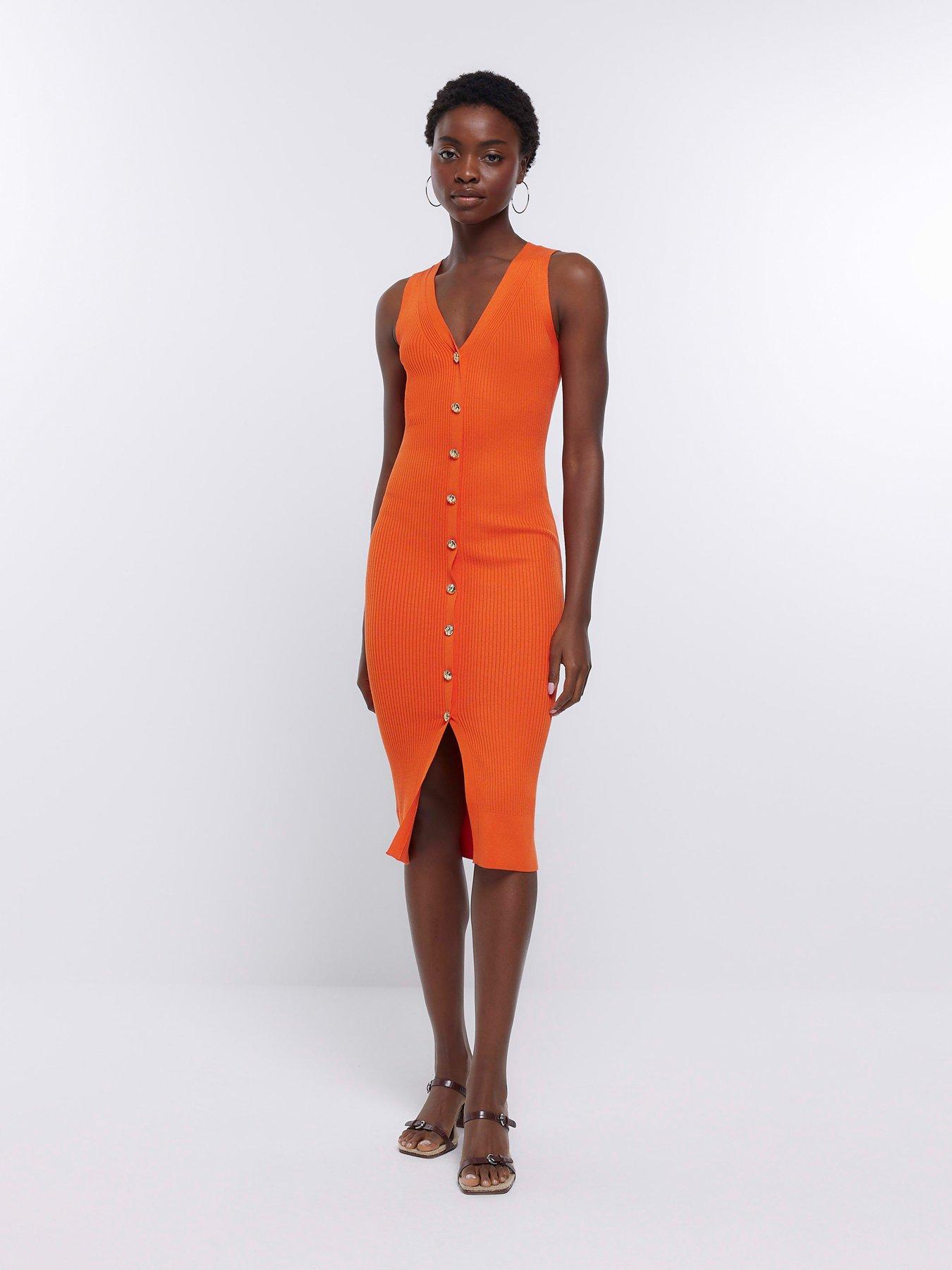 Orange dress river island best sale
